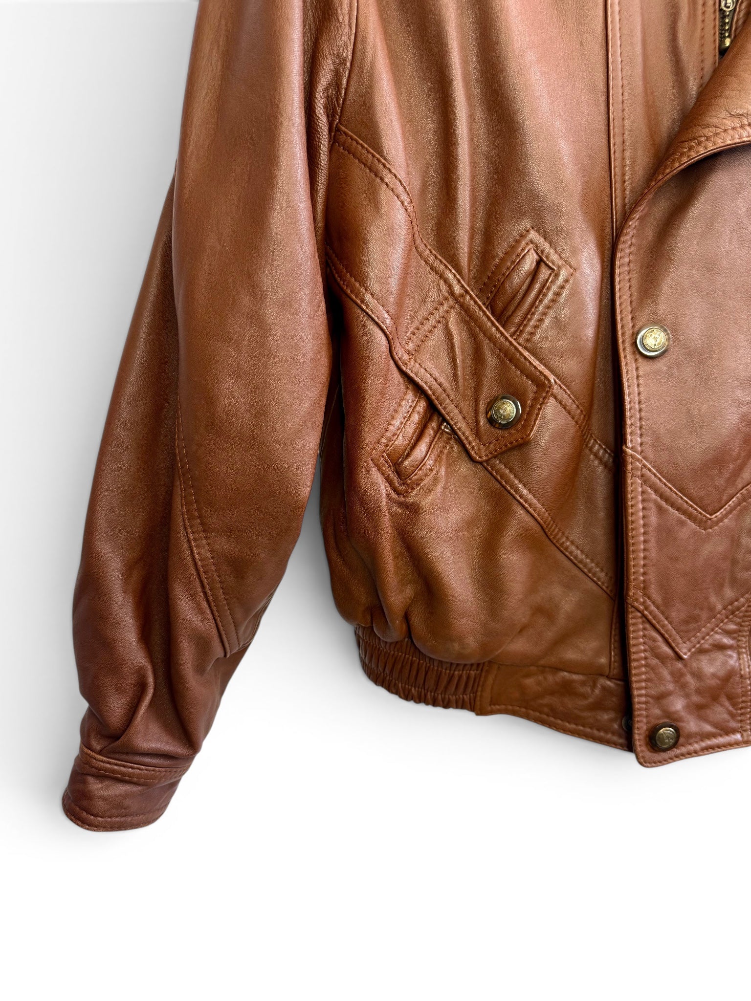 Vintage Reis Pele Brown Leather Bomber Jacket