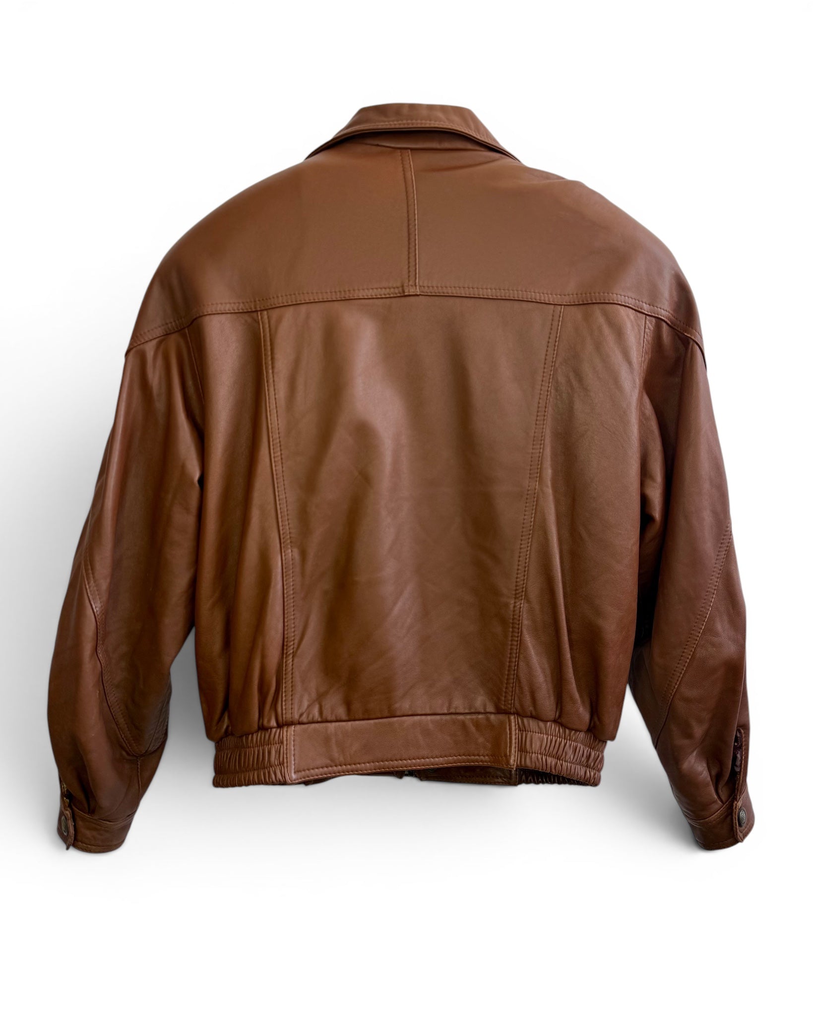 Vintage Reis Pele Brown Leather Bomber Jacket