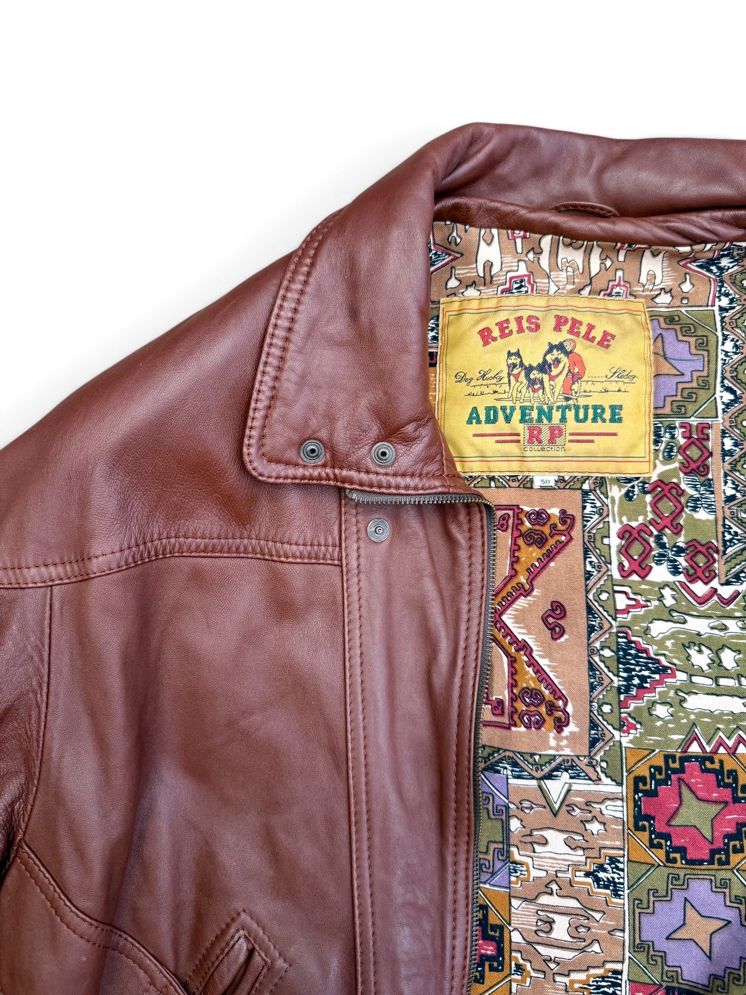 Vintage Reis Pele Brown Leather Bomber Jacket