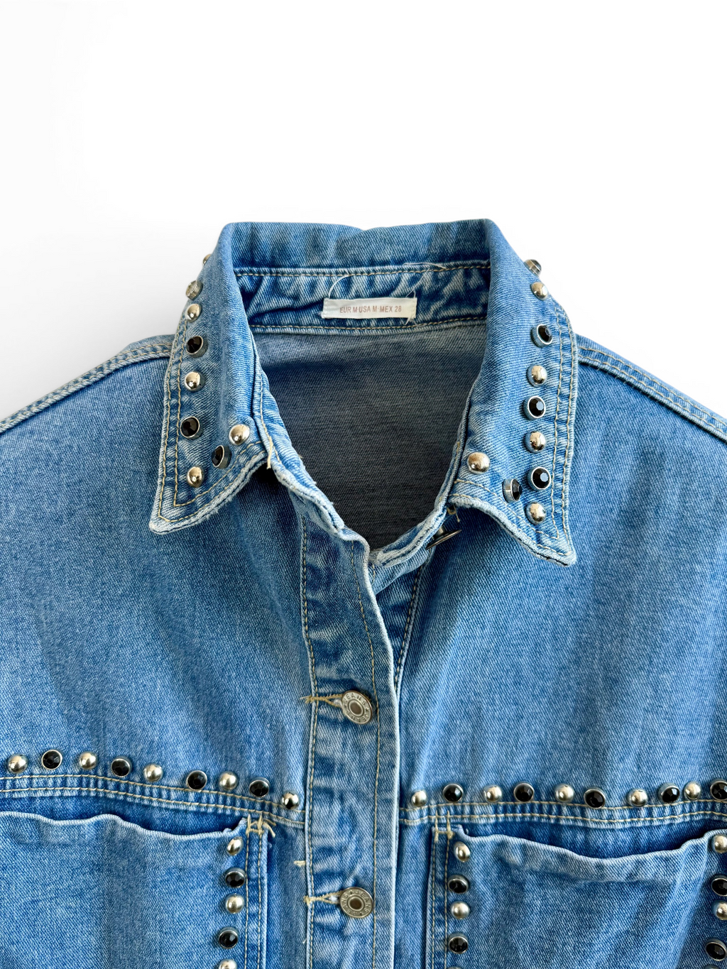Vintage Studded Denim Overshirt Jacket (Y2K)