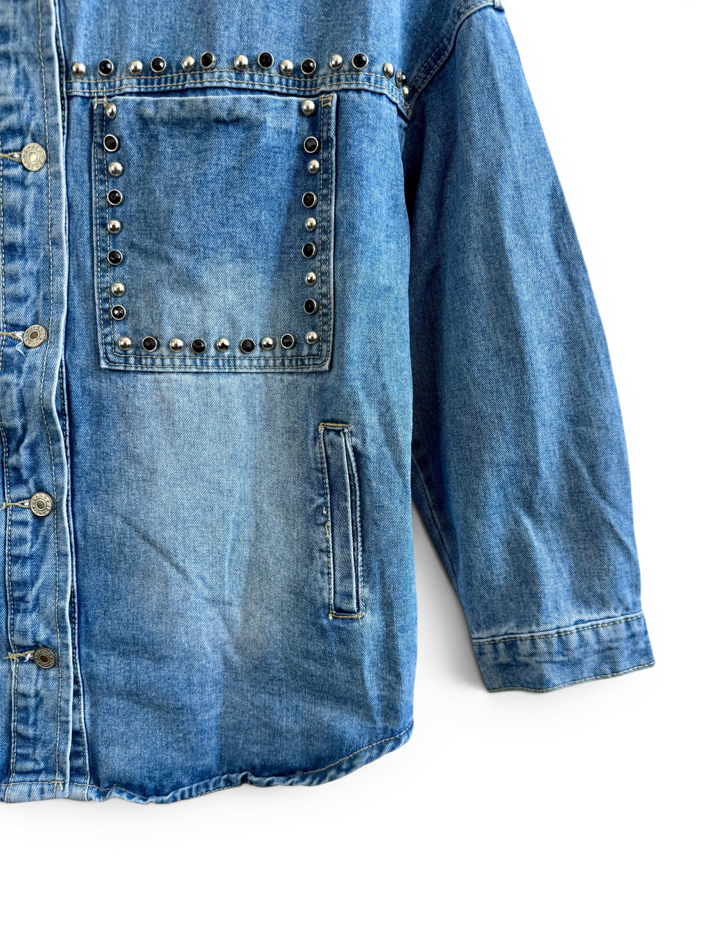 Vintage Studded Denim Overshirt Jacket (Y2K)