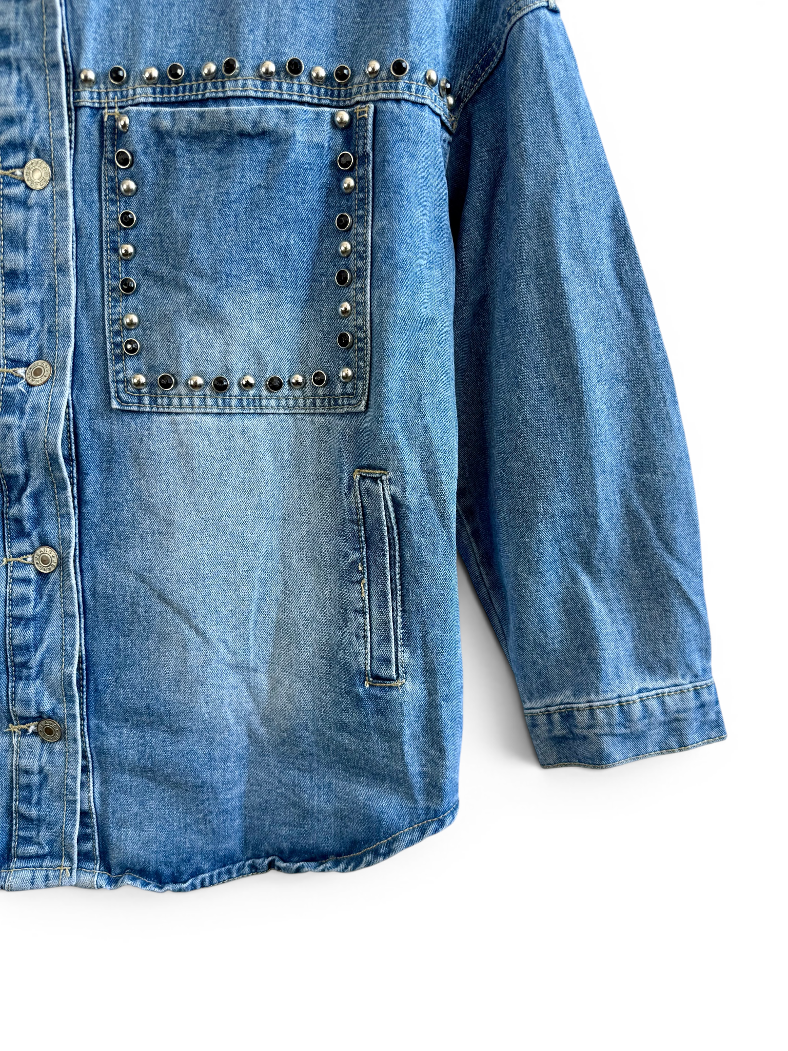 Vintage Studded Denim Overshirt Jacket (Y2K)