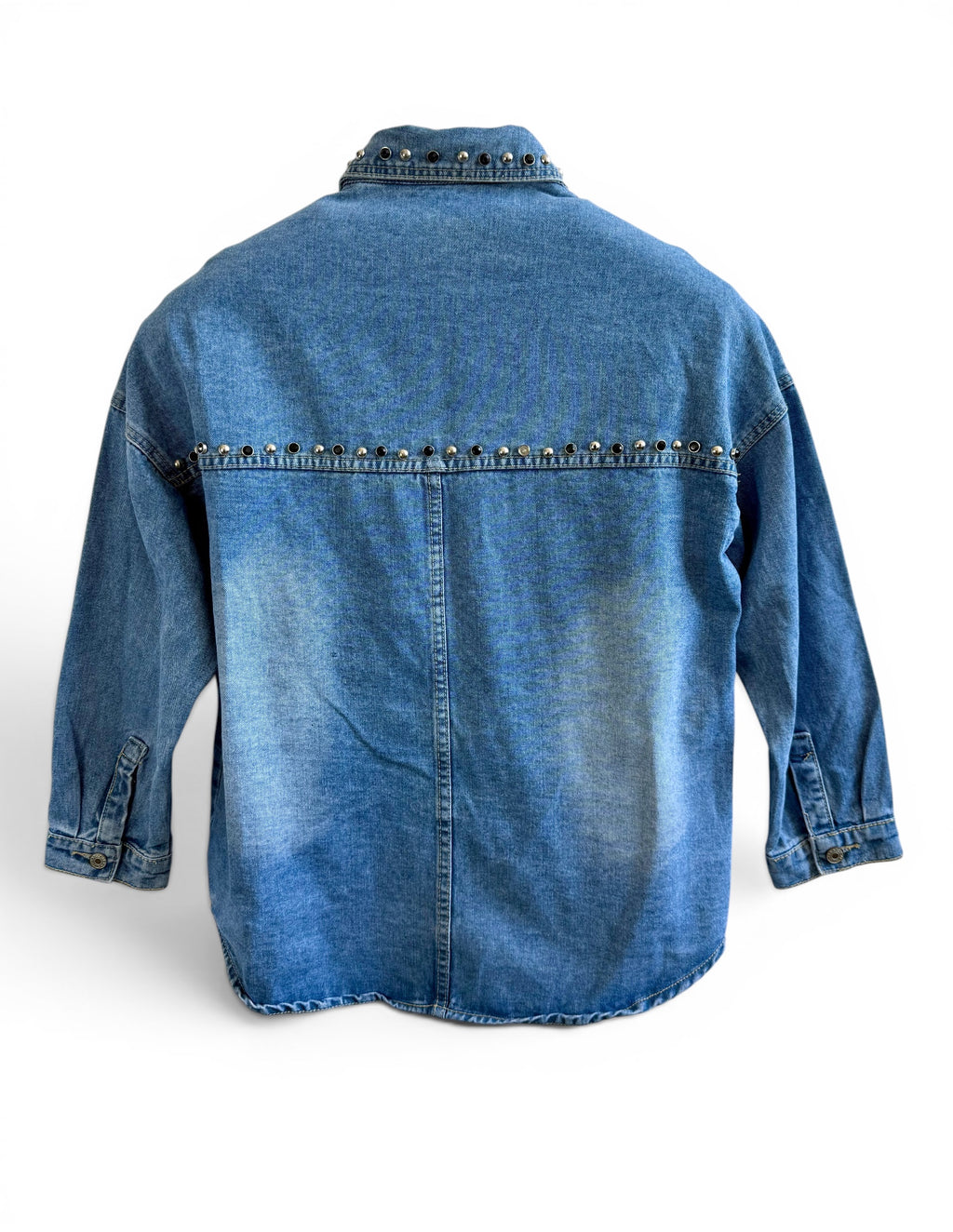Vintage Studded Denim Overshirt Jacket (Y2K)