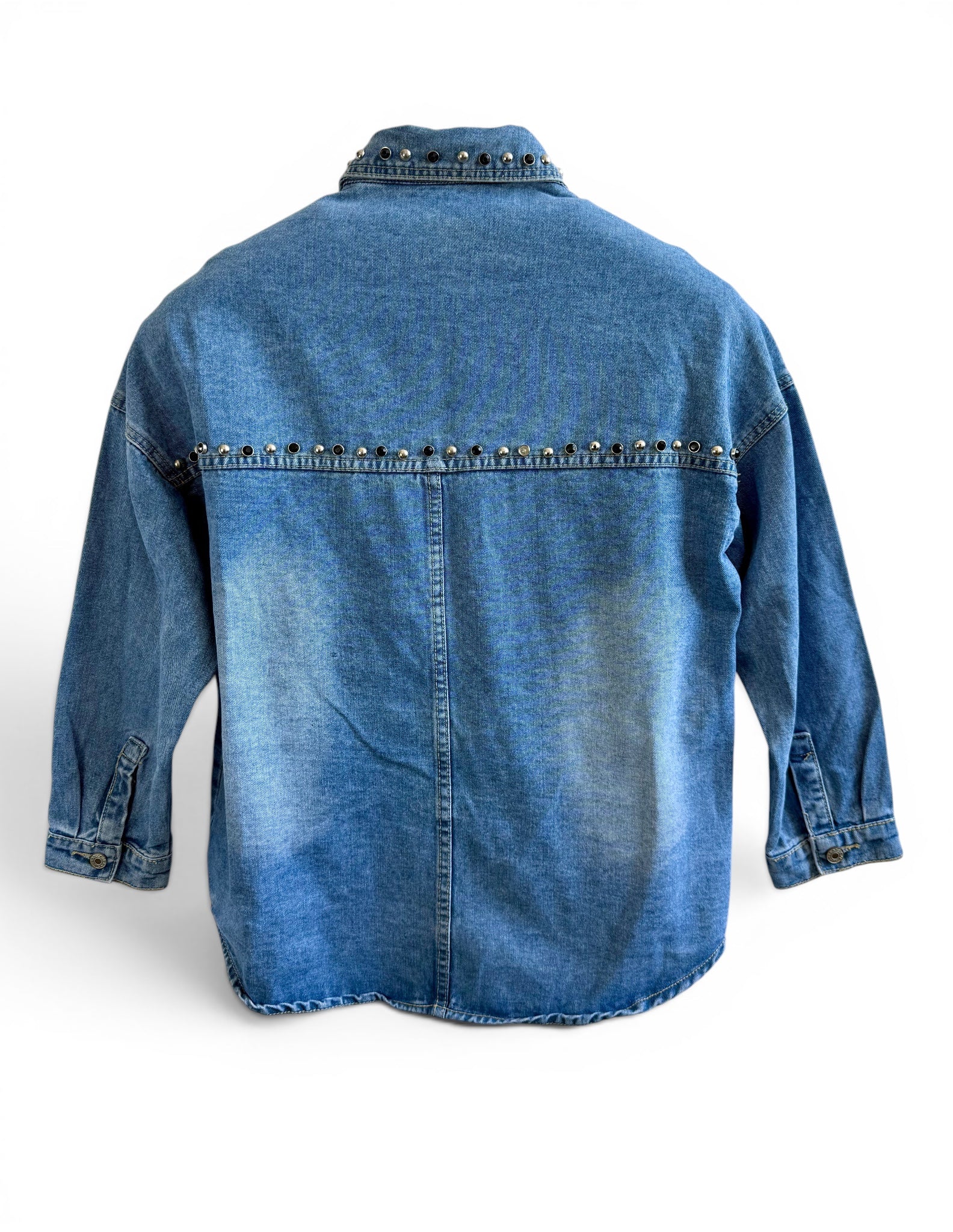 Vintage Studded Denim Overshirt Jacket (Y2K)