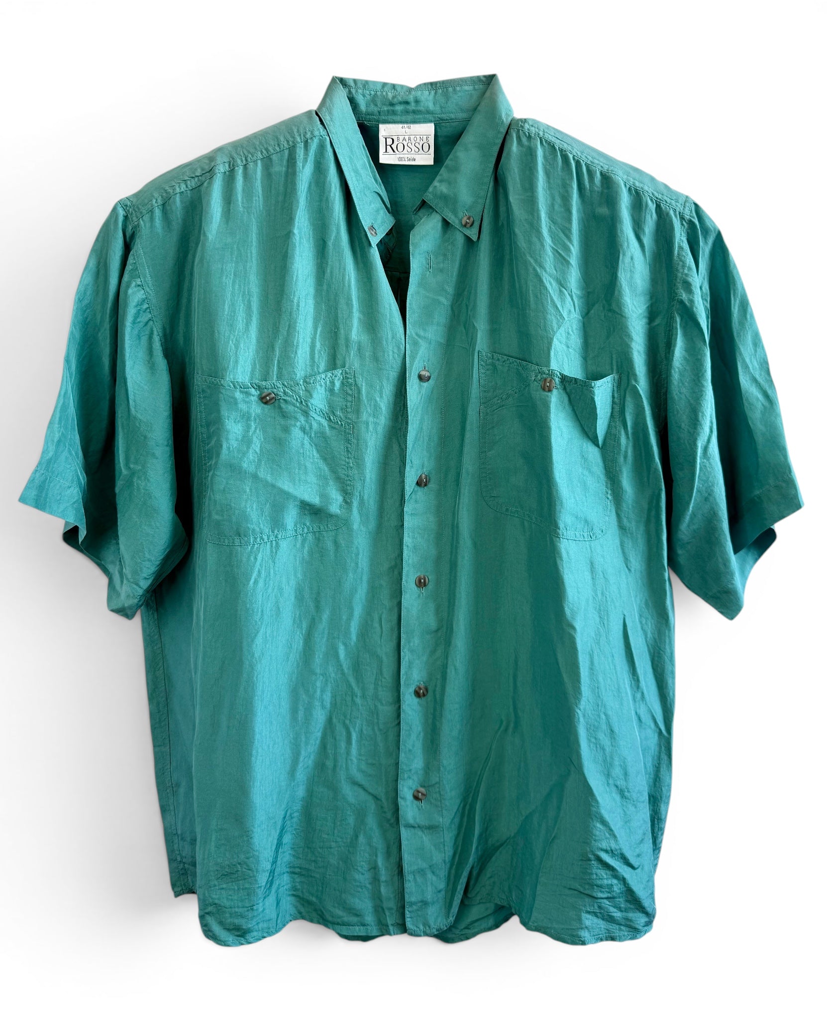 Barone Rosso 100% Silk Short Sleeve Shirt