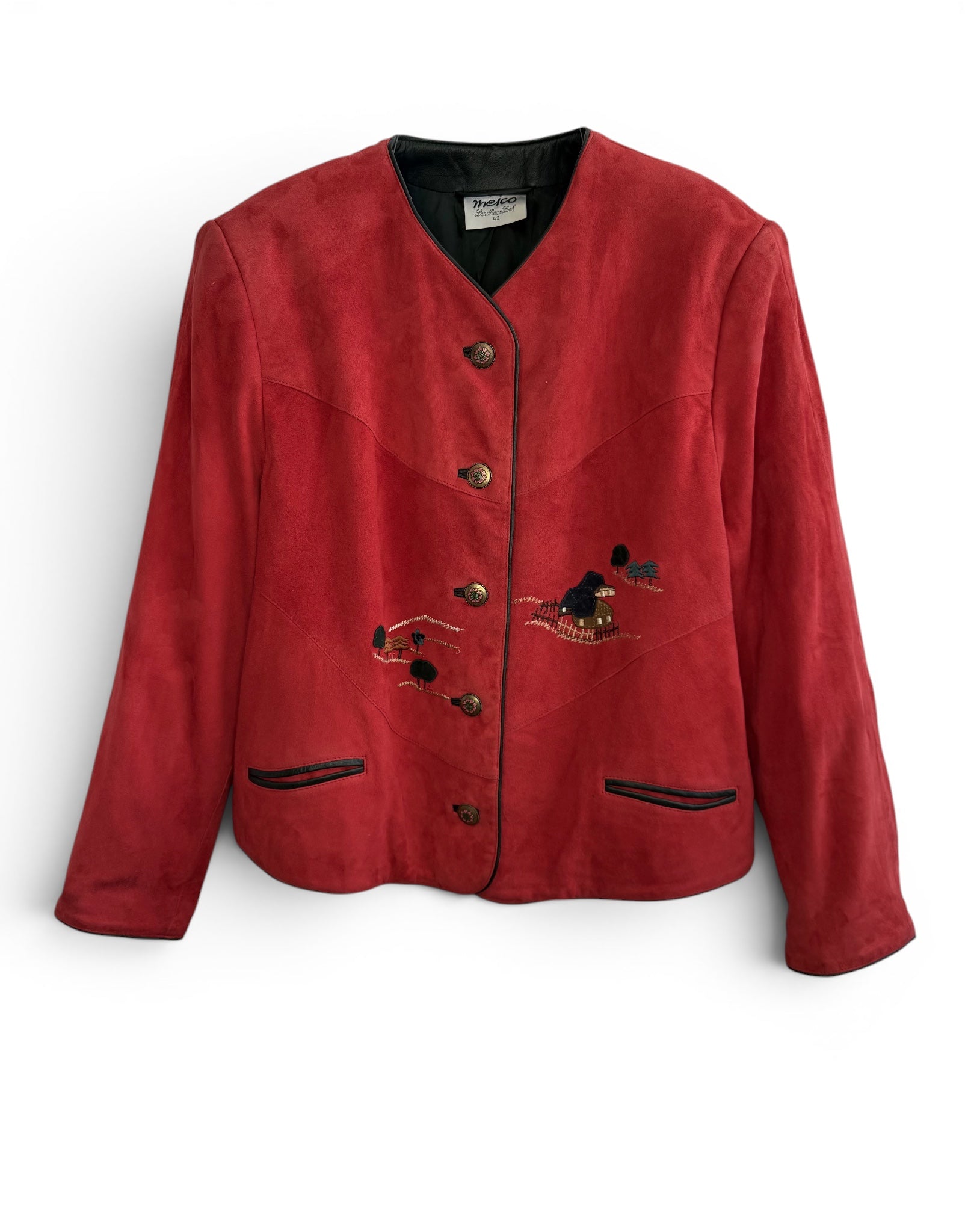 Vintage Meico Landhaus Look Red Suede Jacket