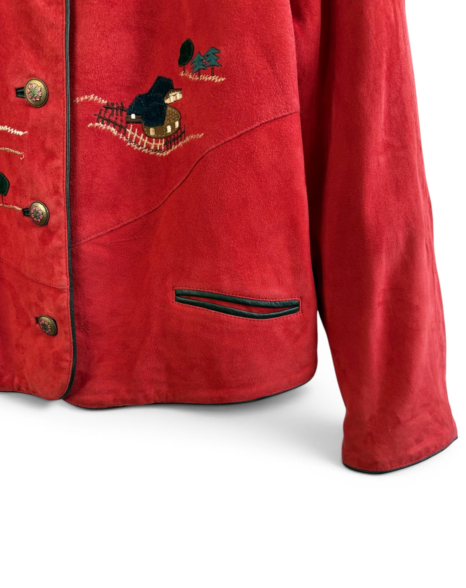 Vintage Meico Landhaus Look Red Suede Jacket