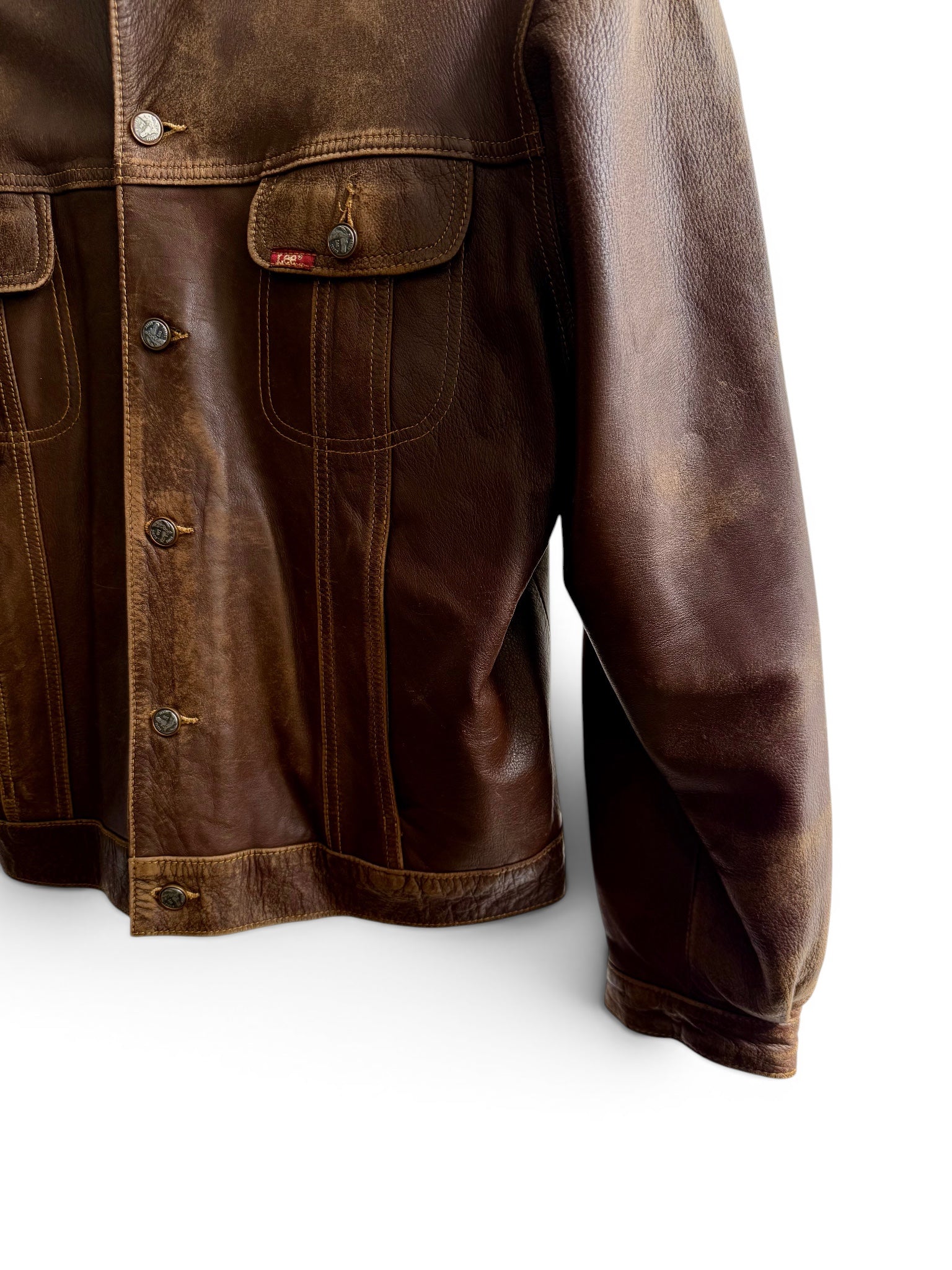 Vintage Lee Western Cut Leather Trucker Jacket