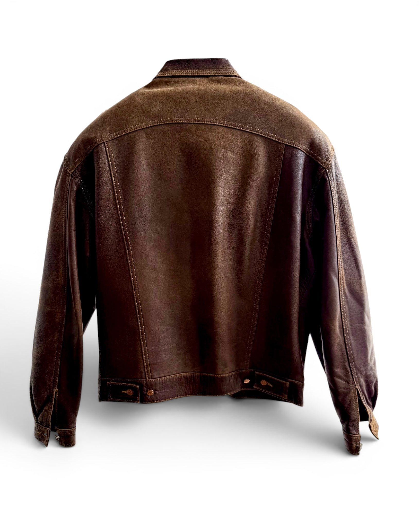 Vintage Lee Western Cut Leather Trucker Jacket