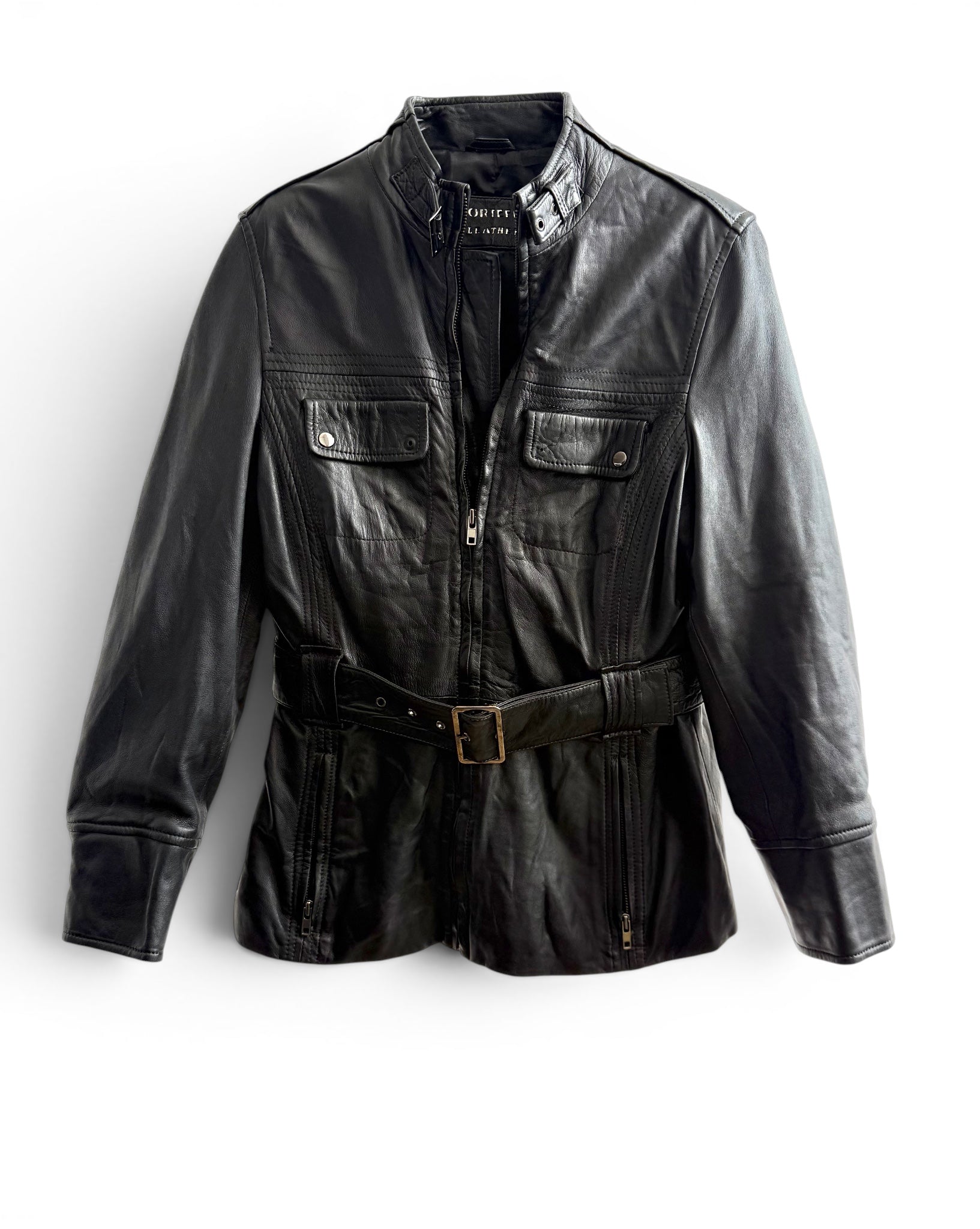 Vintage Cortefiel Leather Belted Jacket
