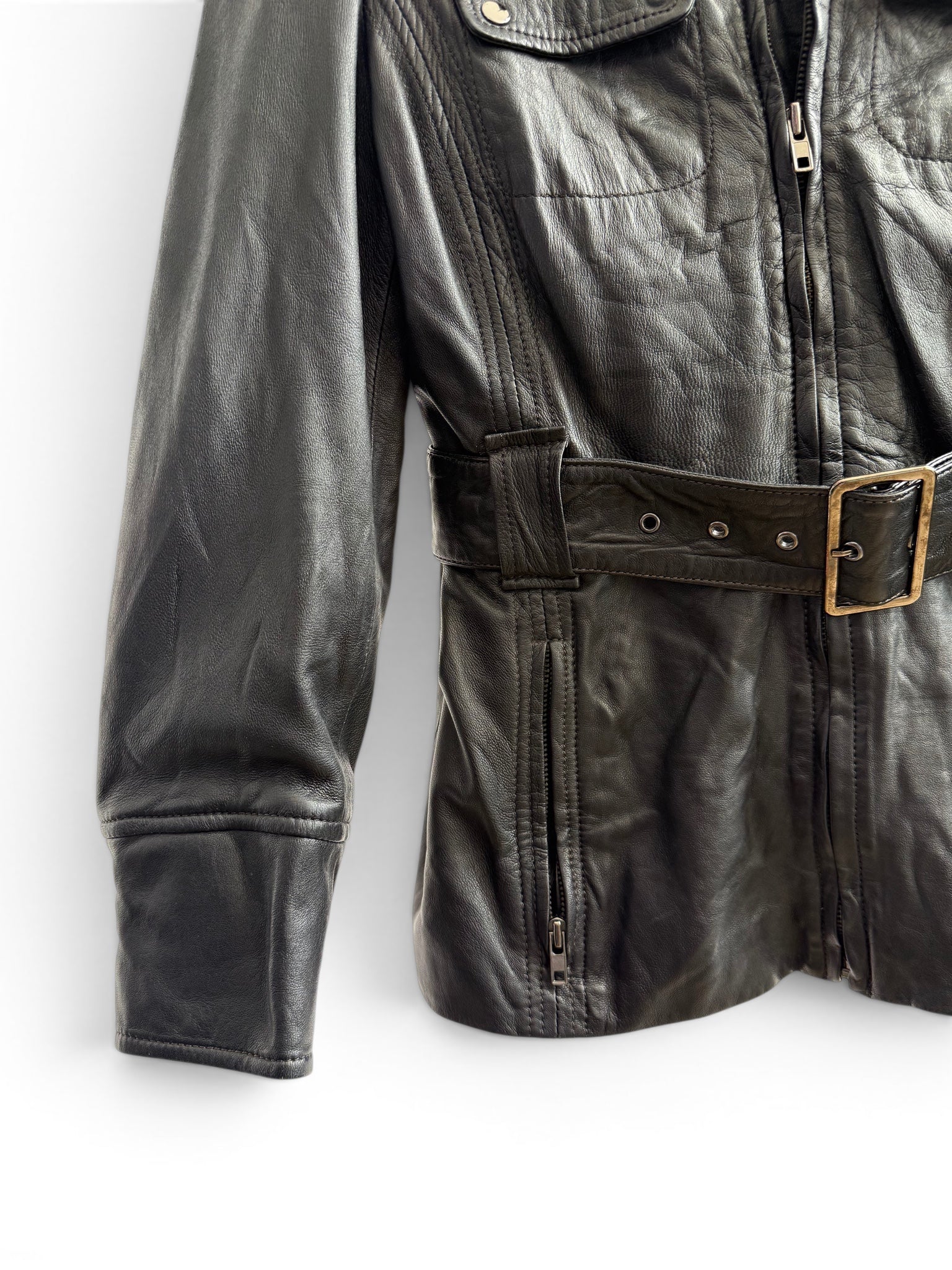 Vintage Cortefiel Leather Belted Jacket