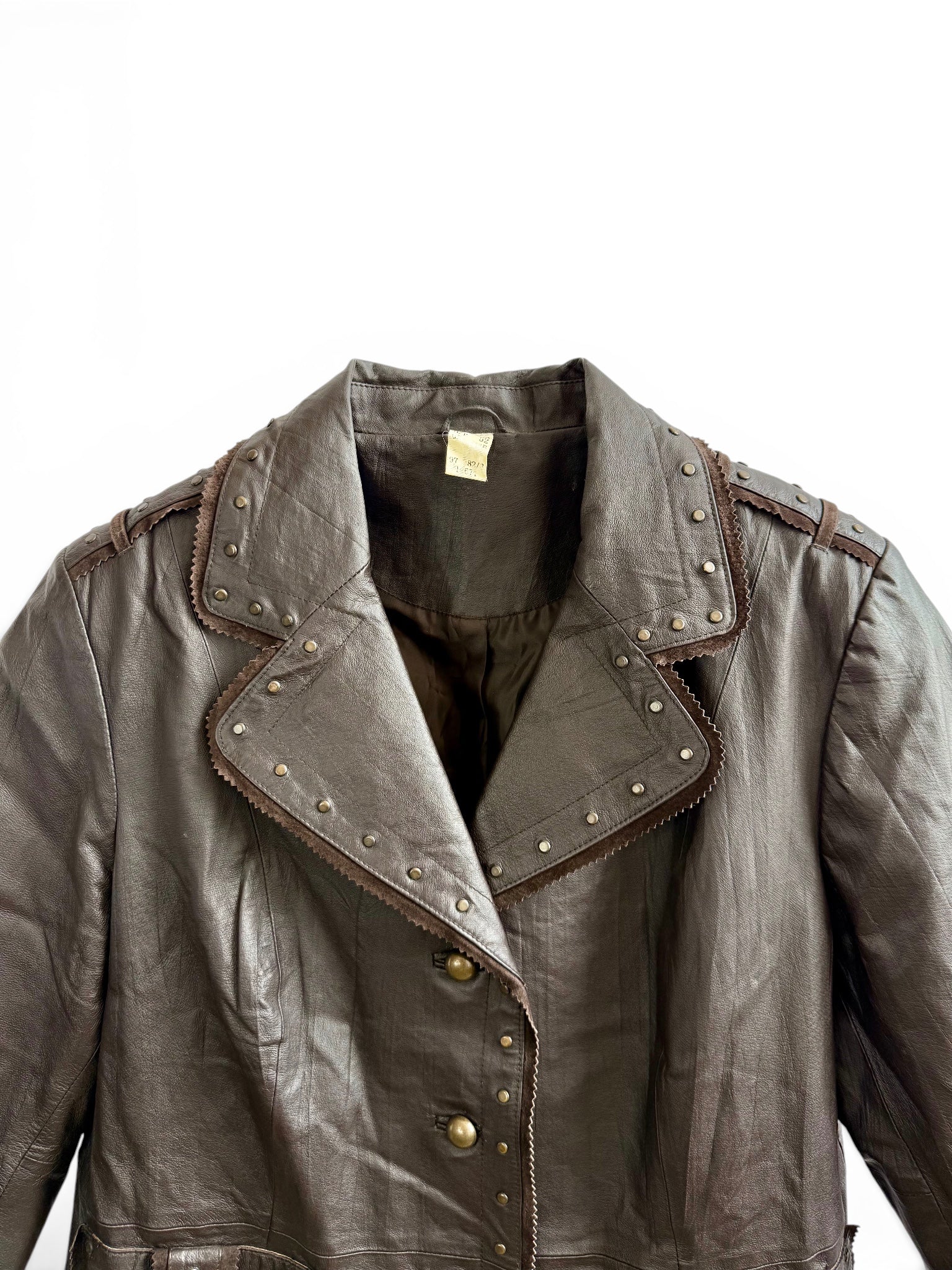 Vintage Studded Leather Jacket — Brown
