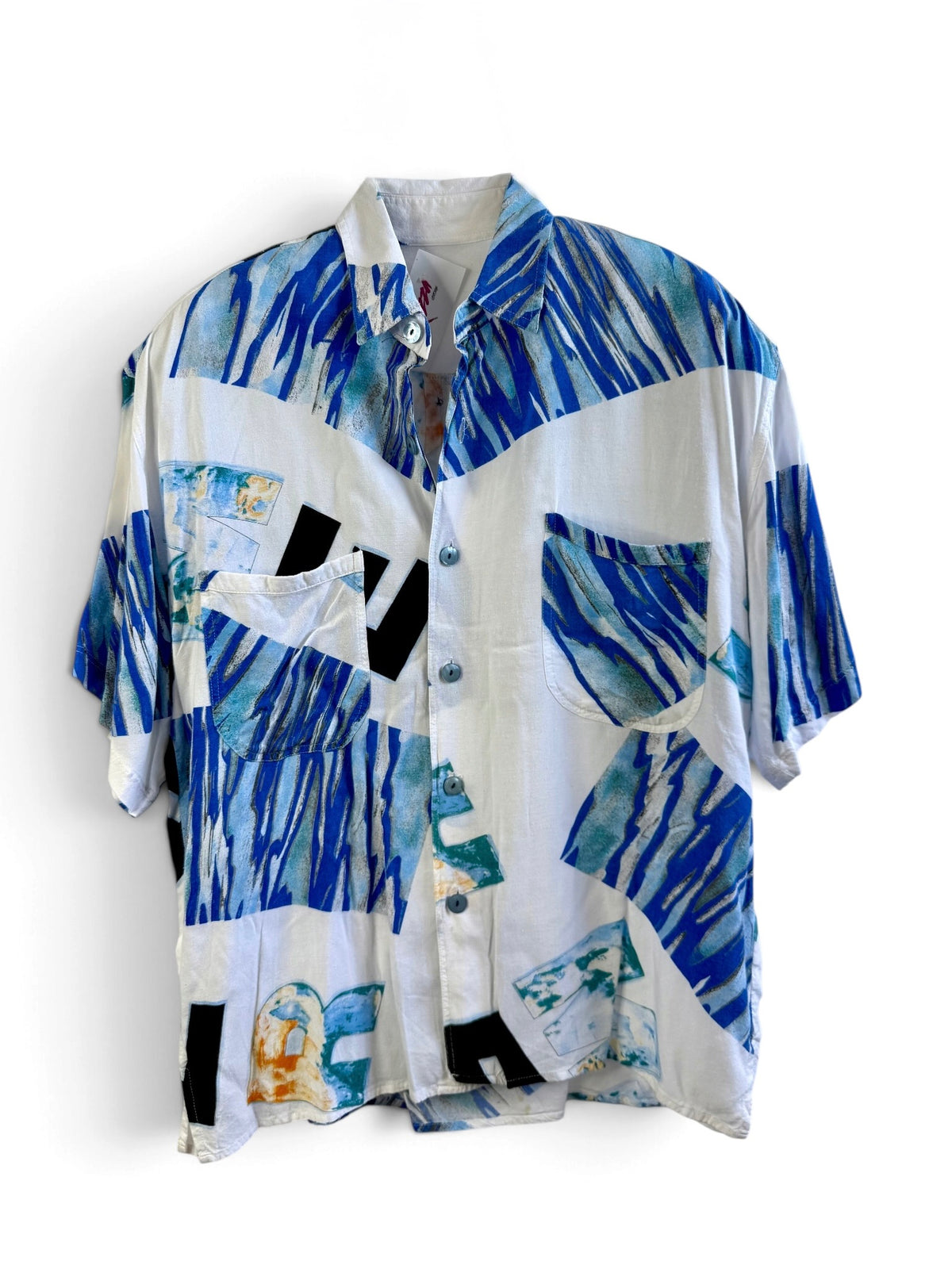Abstract Blue Short Sleeve Shirt