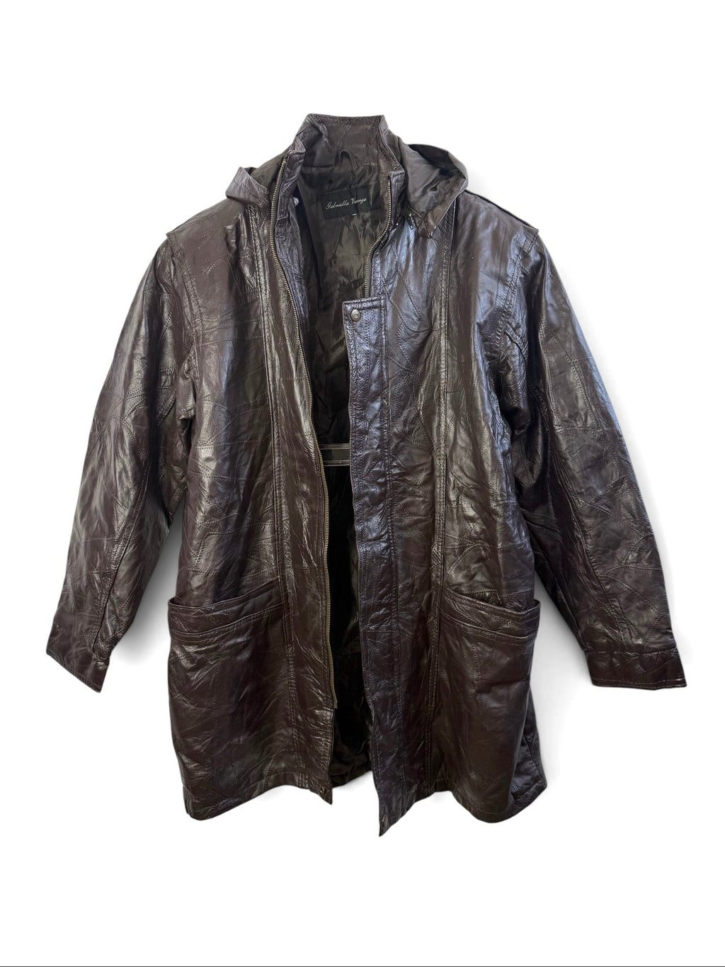 Vintage Leather Hooded Coat