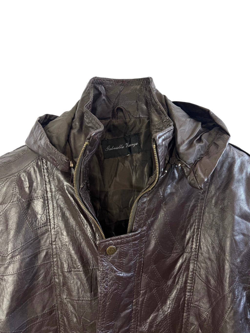 Vintage Leather Hooded Coat