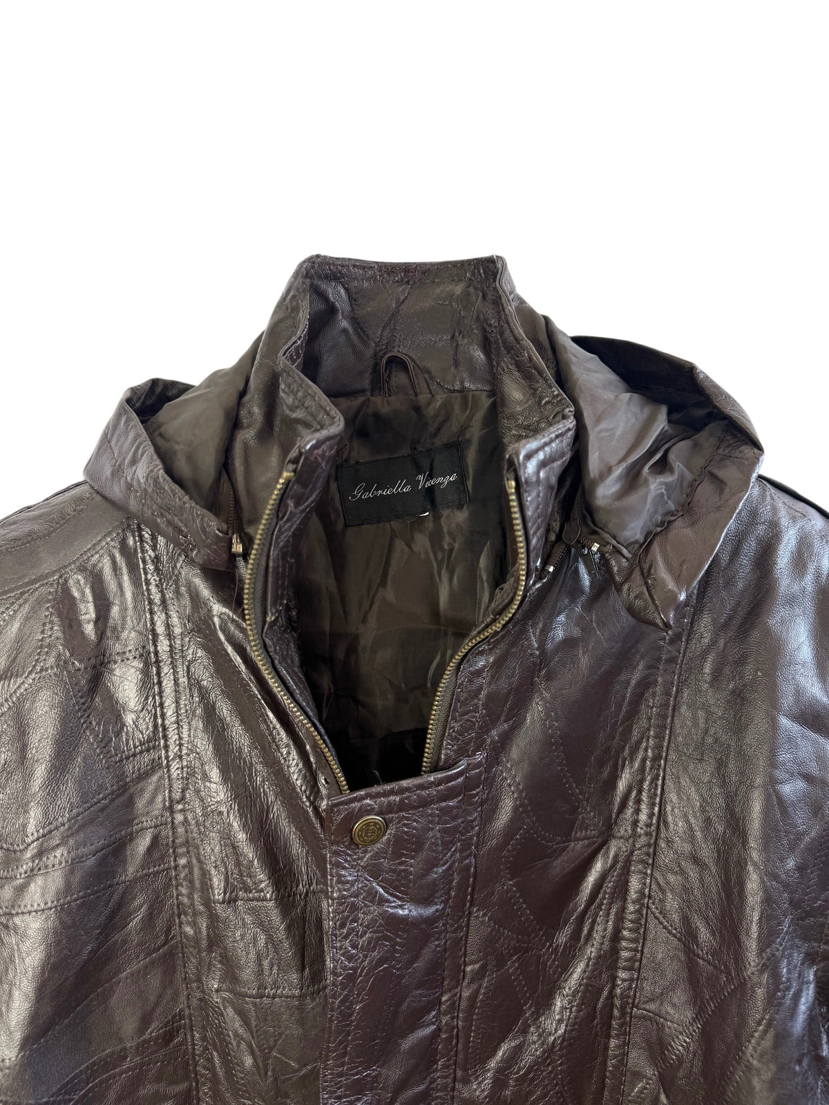 Vintage Leather Hooded Coat