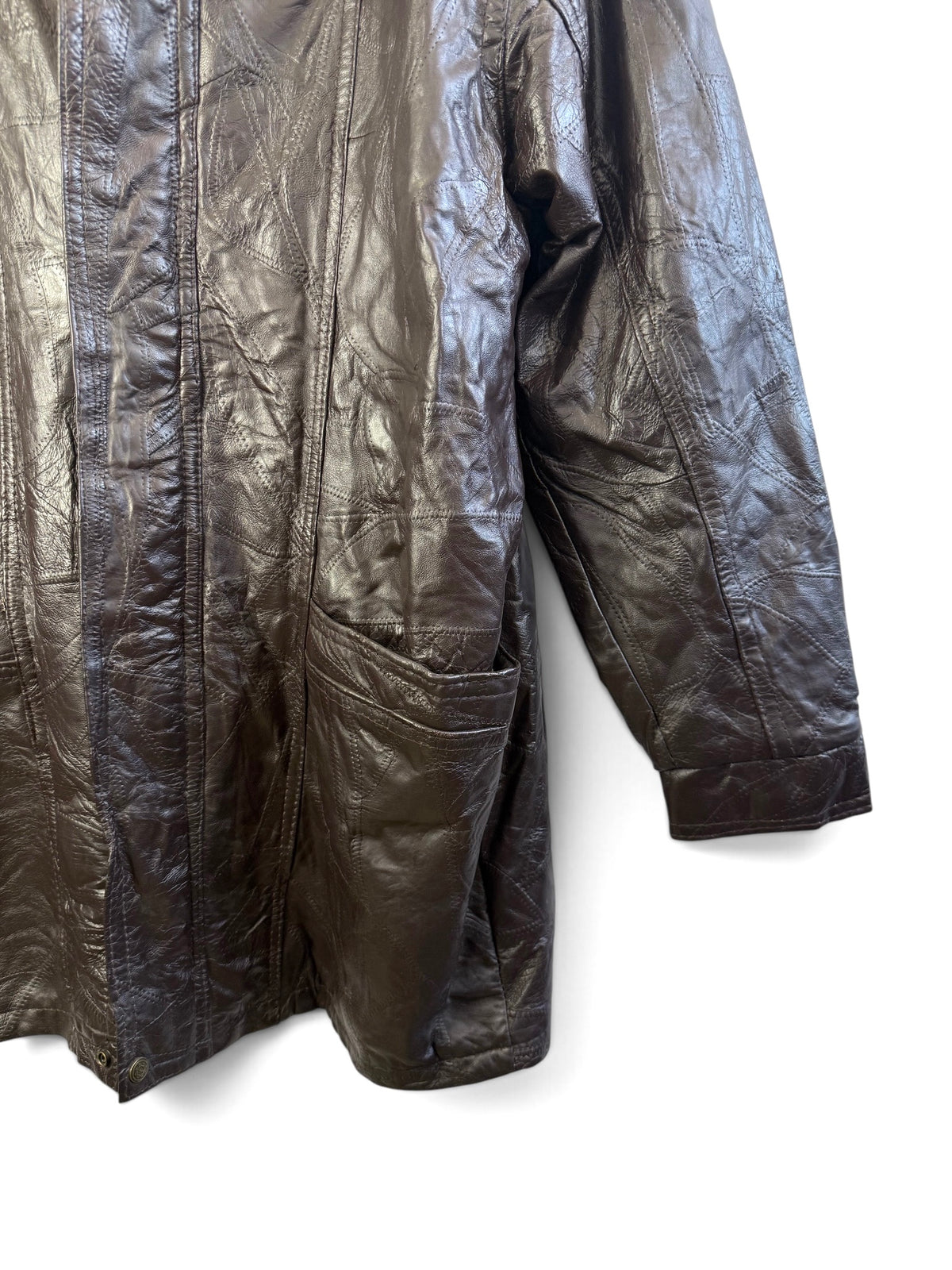 Vintage Leather Hooded Coat