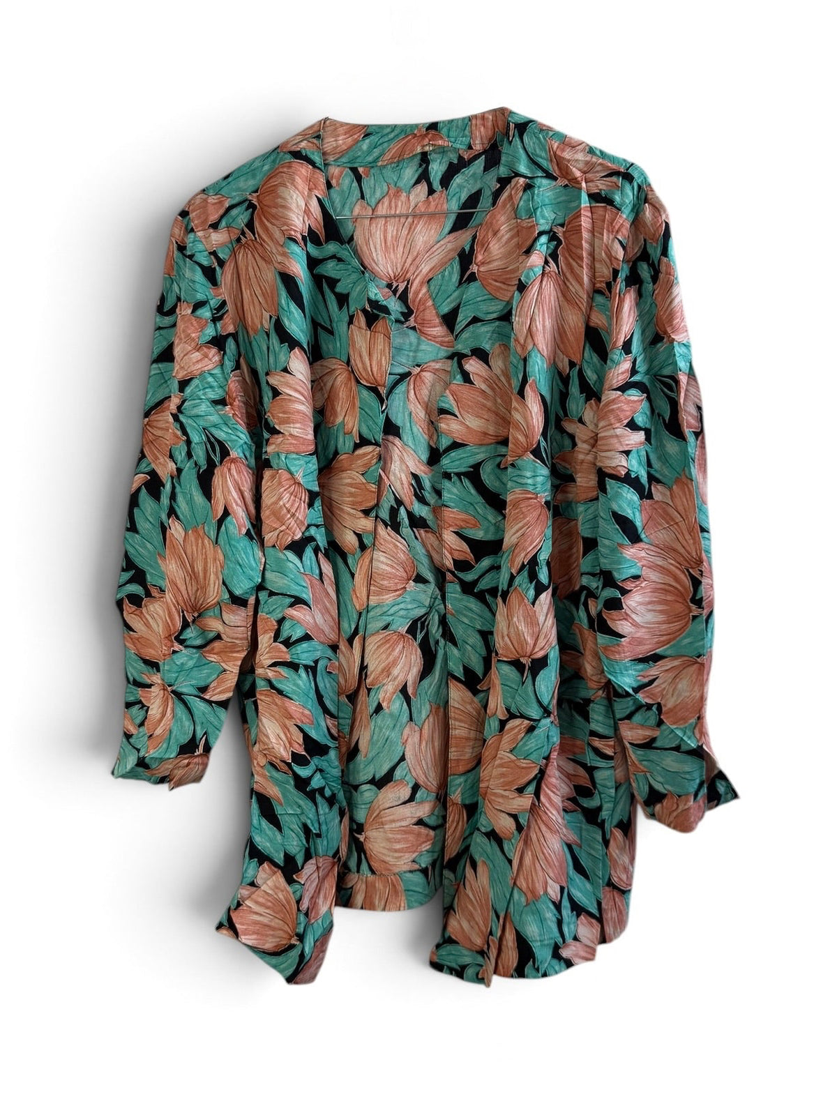 Vintage Floral Open Front Cover-Up