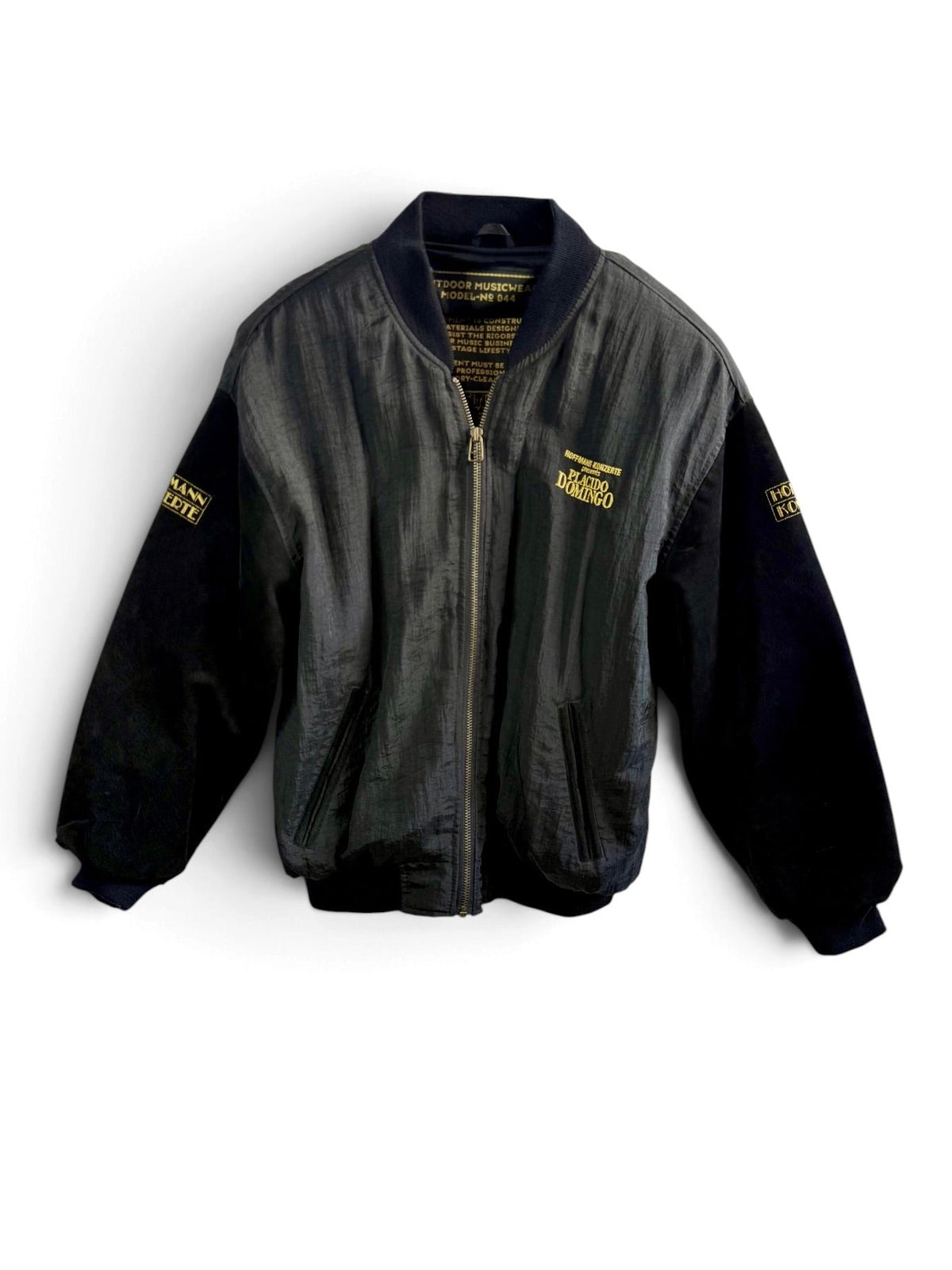 1995 Plácido Domingo Vintage Suede Sleeve Bomber Jacket