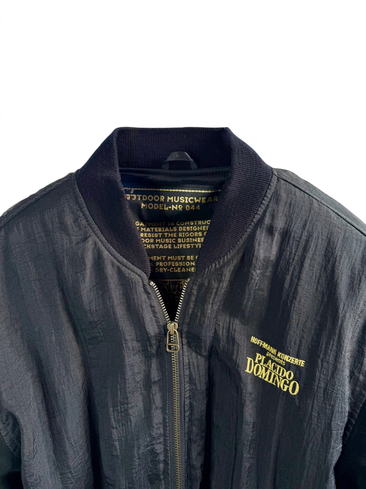 1995 Plácido Domingo Vintage Suede Sleeve Bomber Jacket