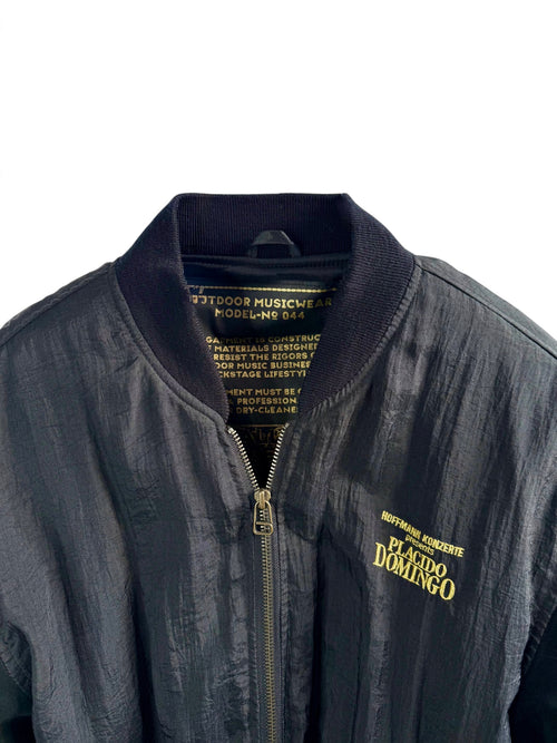 1995 Plácido Domingo Vintage Suede Sleeve Bomber Jacket