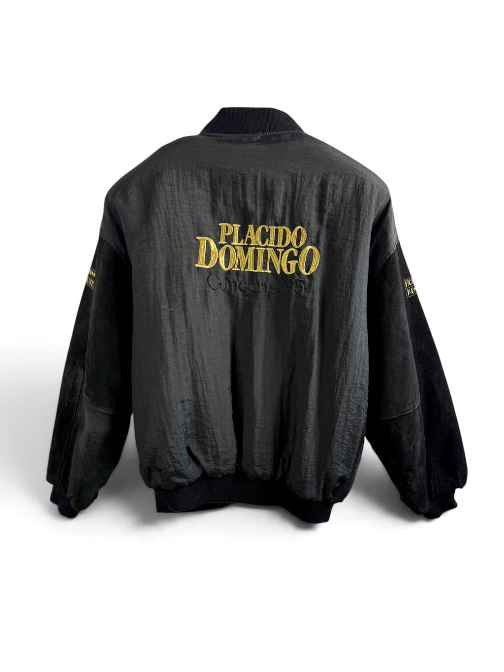1995 Plácido Domingo Vintage Suede Sleeve Bomber Jacket