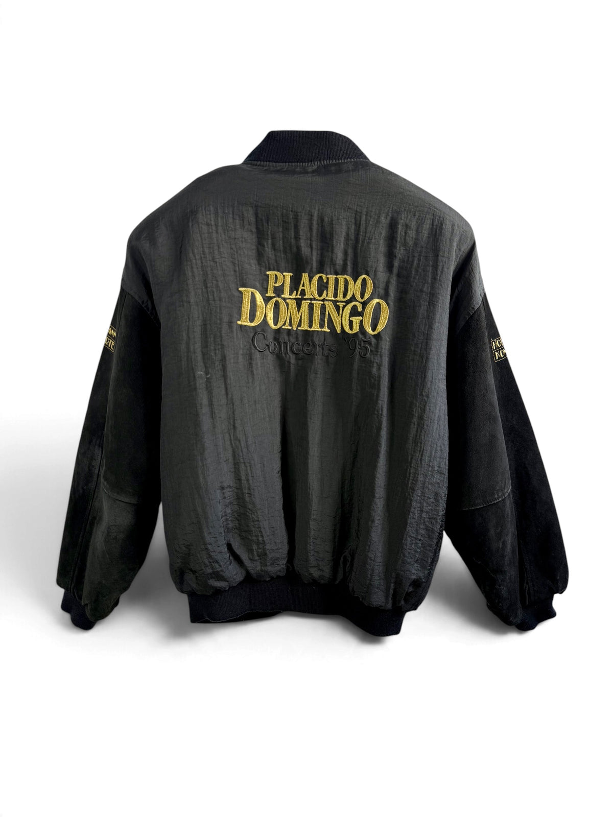 1995 Plácido Domingo Vintage Suede Sleeve Bomber Jacket