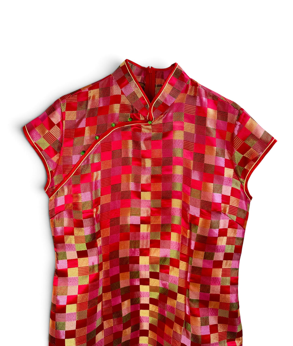 Chinese-Inspired Satin Cheongsam Dress