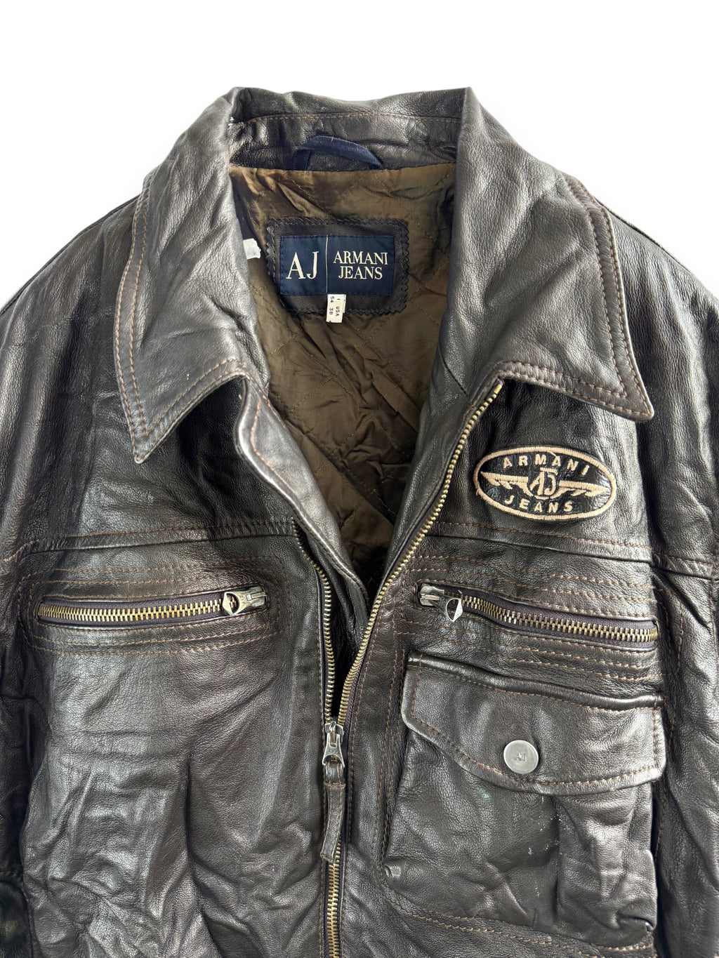 Vintage Armani Jeans Black Leather Jacket
