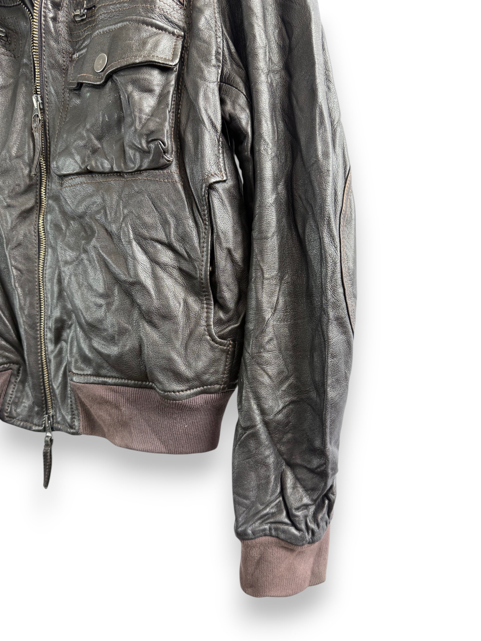 Vintage Armani Jeans Black Leather Jacket