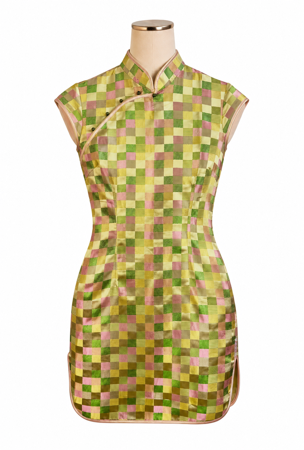 Chinese-Inspired Satin Cheongsam Mini Dress