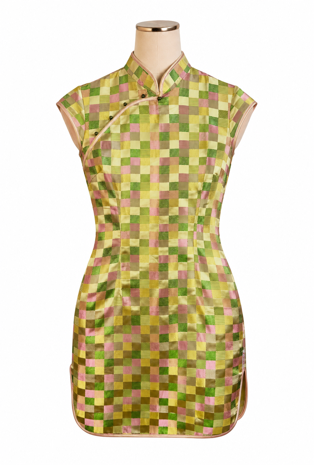 Chinese-Inspired Satin Cheongsam Mini Dress