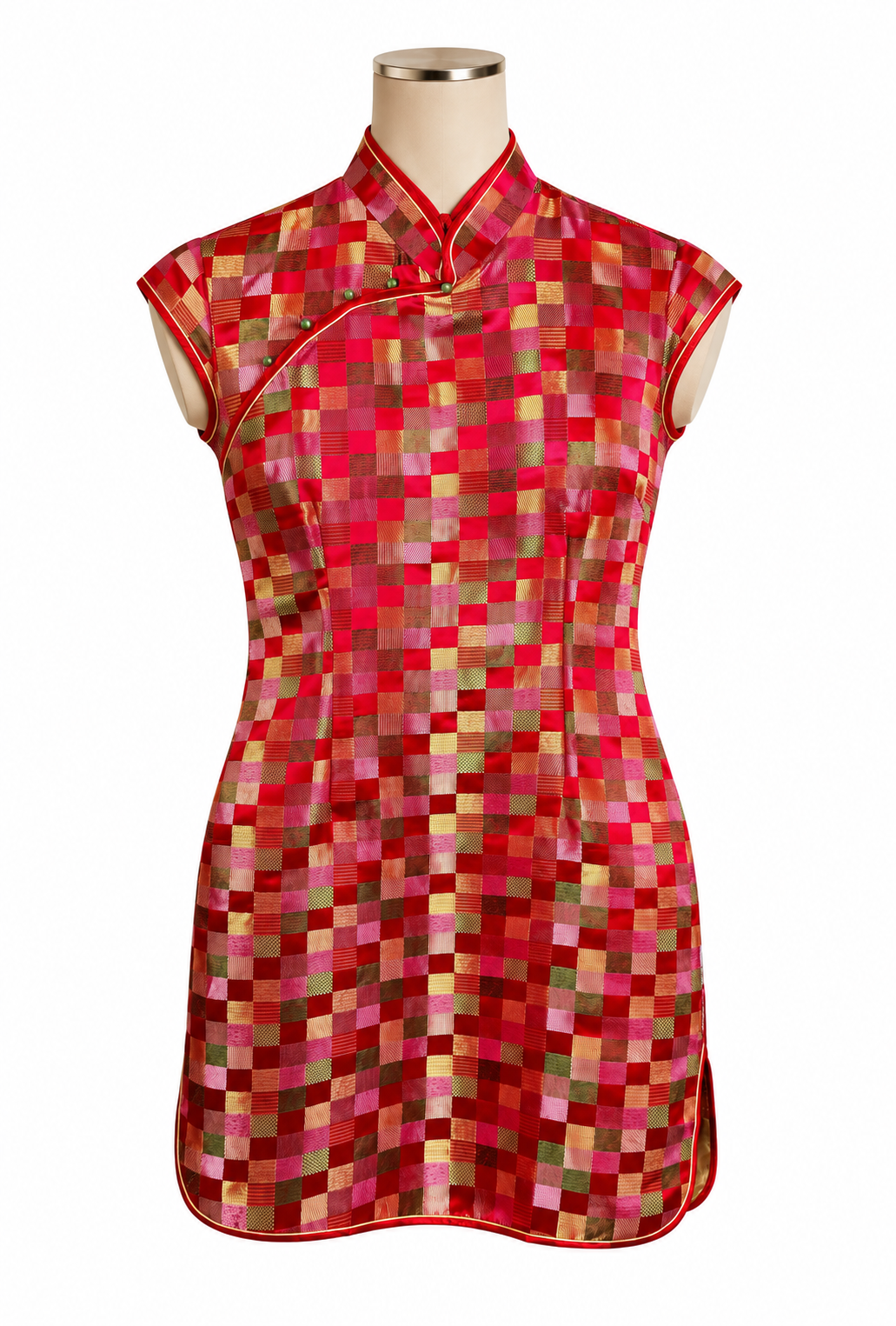 Chinese-Inspired Satin Cheongsam Dress