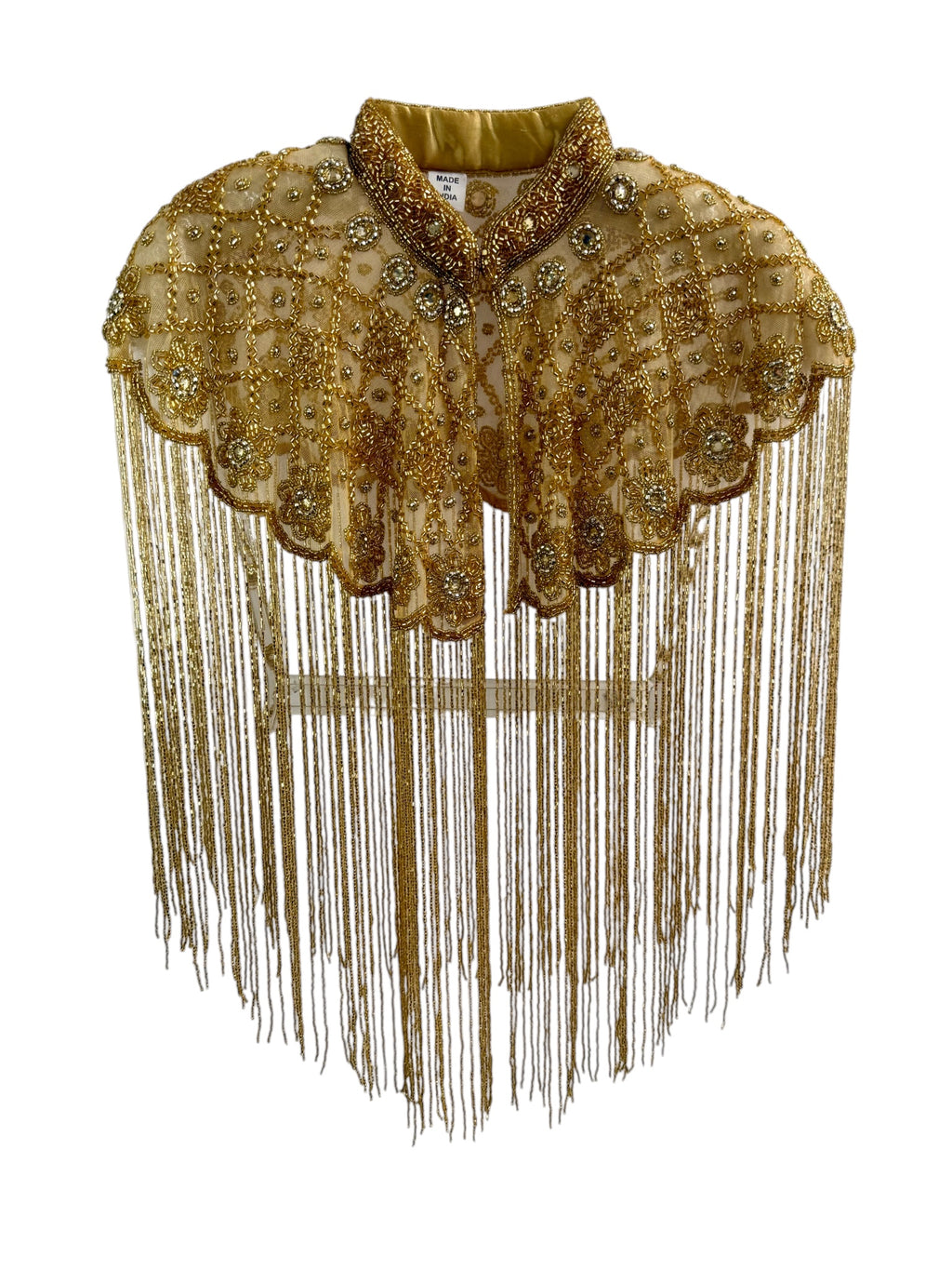Gold Beaded Fringe Capelet