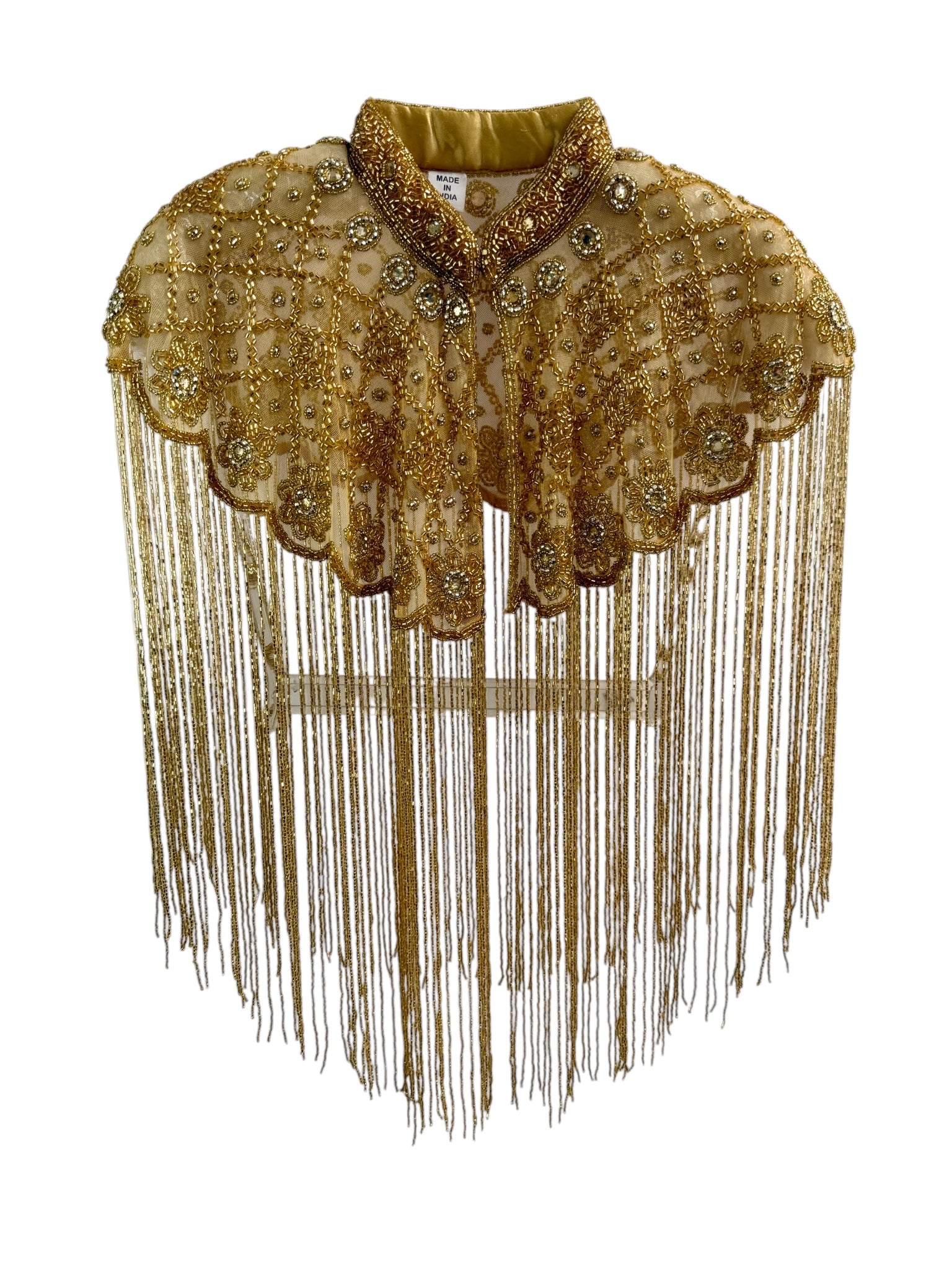 Gold Beaded Fringe Capelet