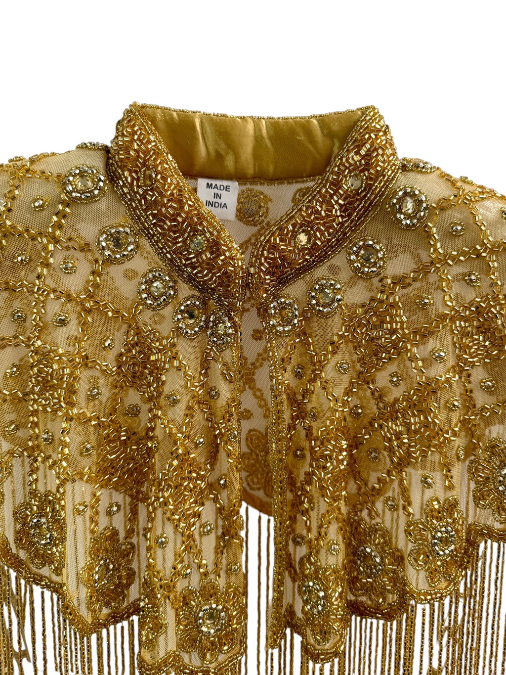 Gold Beaded Fringe Capelet
