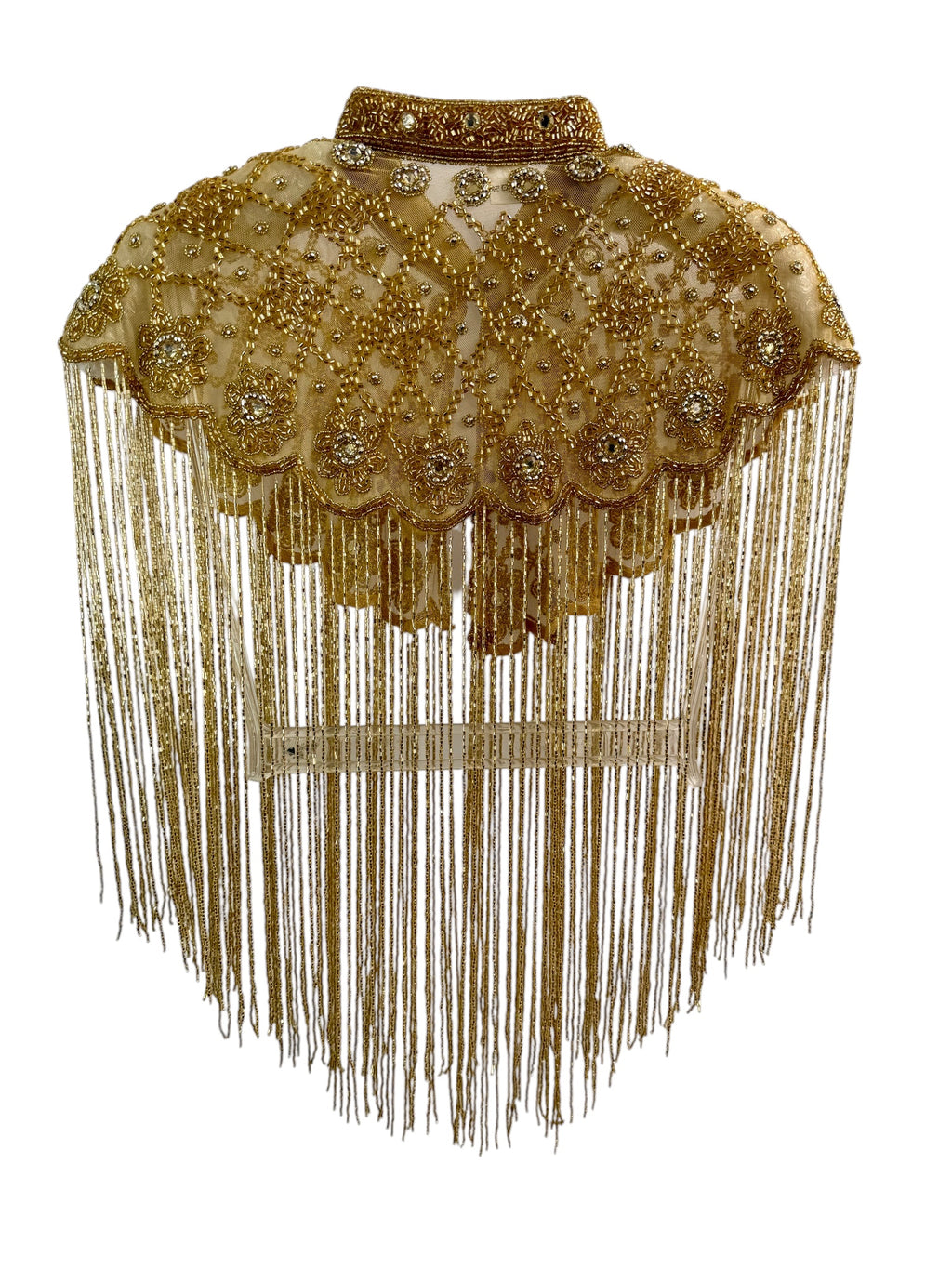Gold Beaded Fringe Capelet