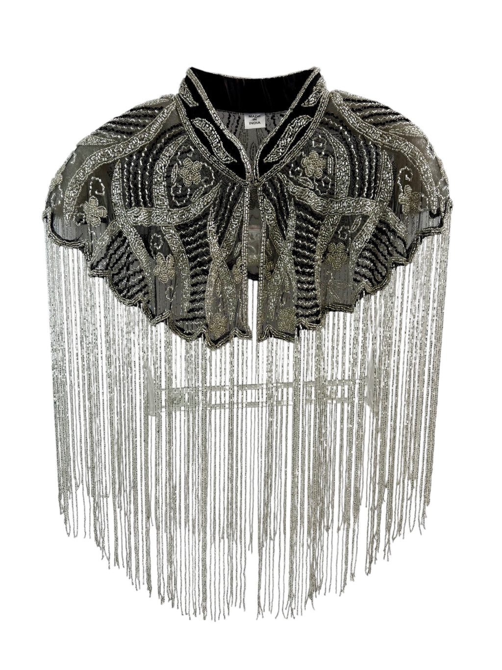 Silver Beaded Fringe Capelet
