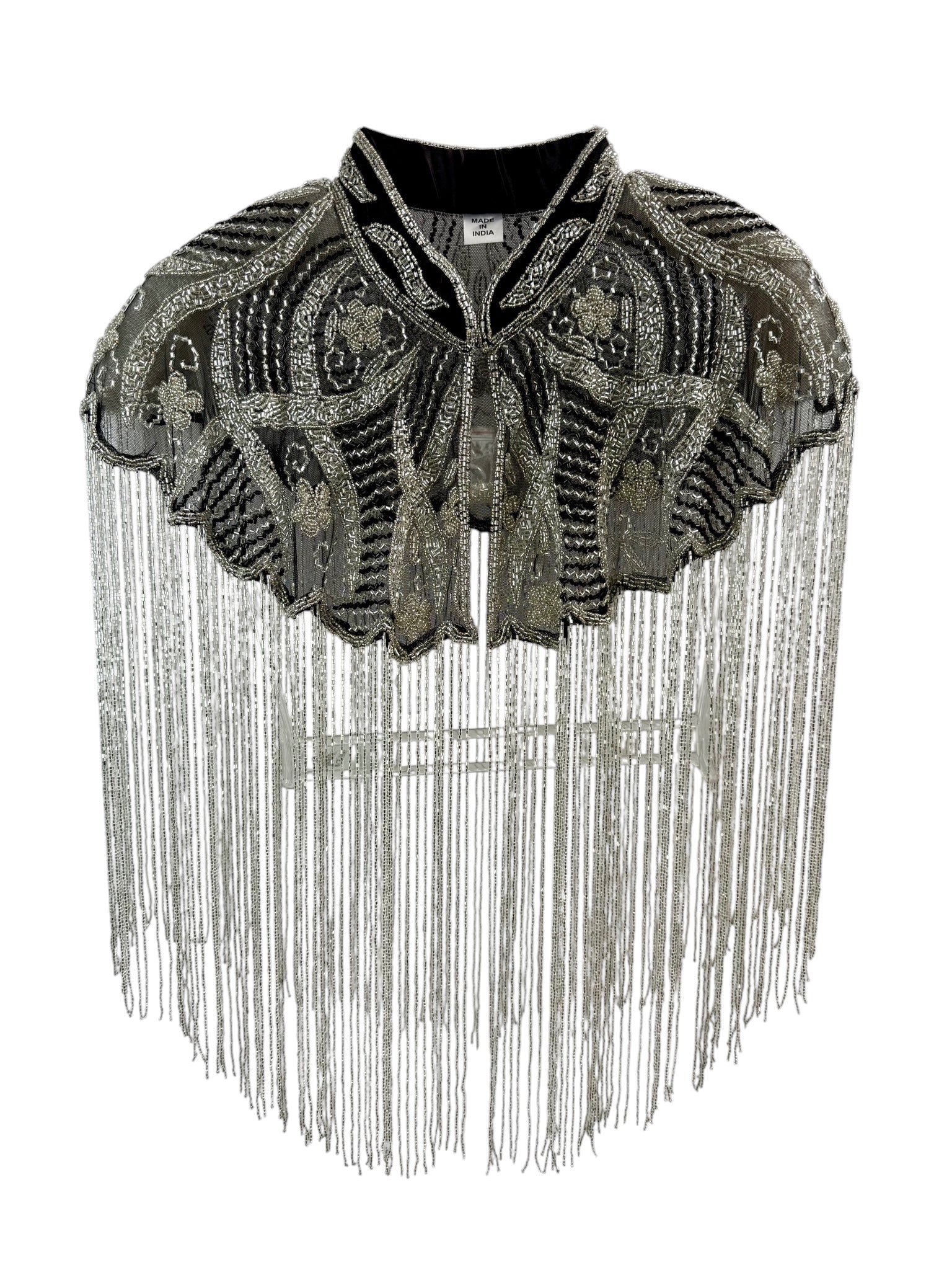 Silver Beaded Fringe Capelet