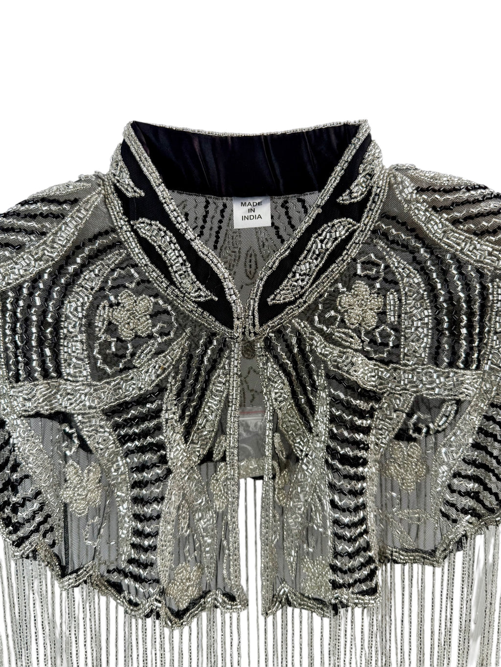 Silver Beaded Fringe Capelet