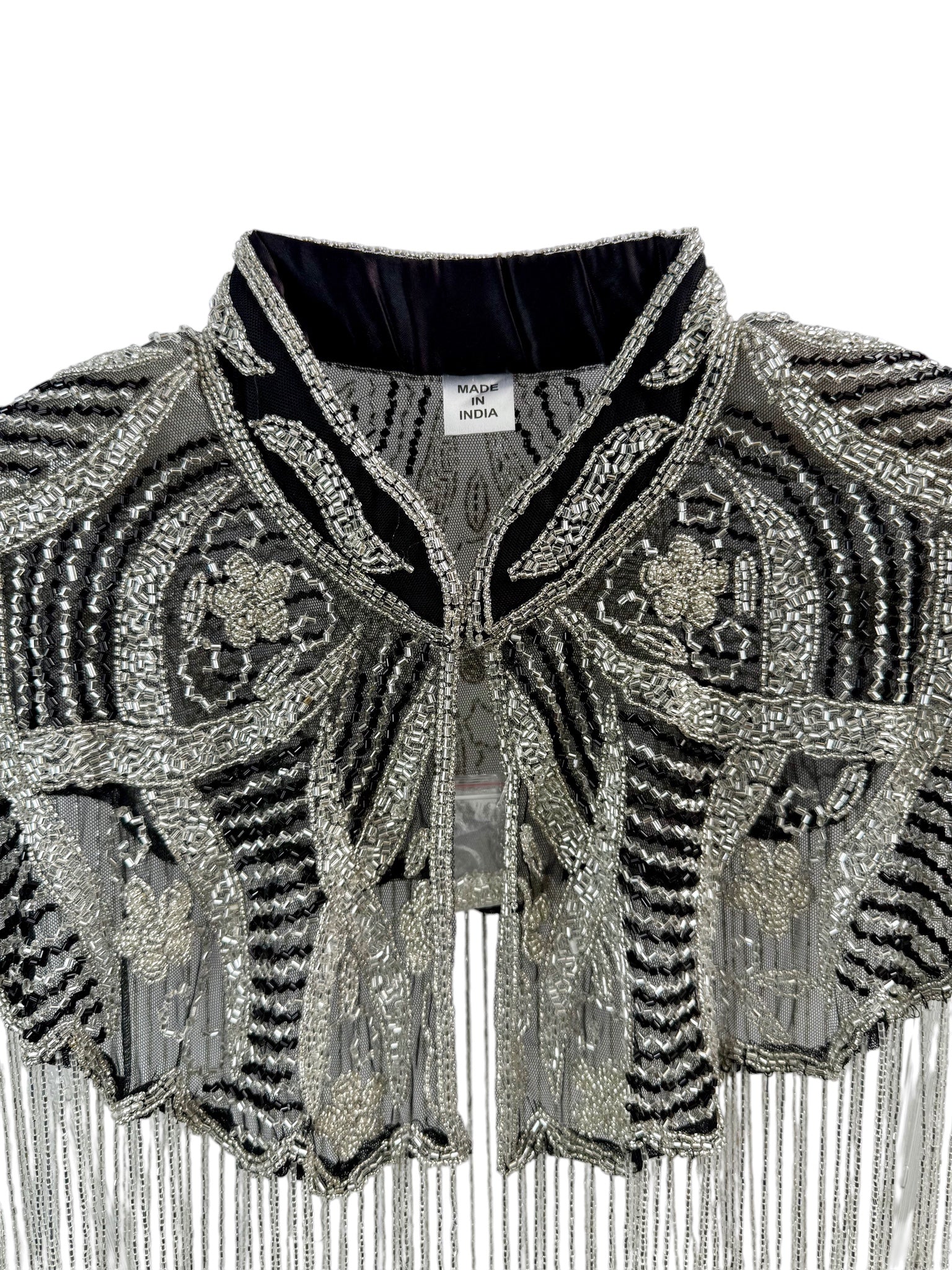 Silver Beaded Fringe Capelet