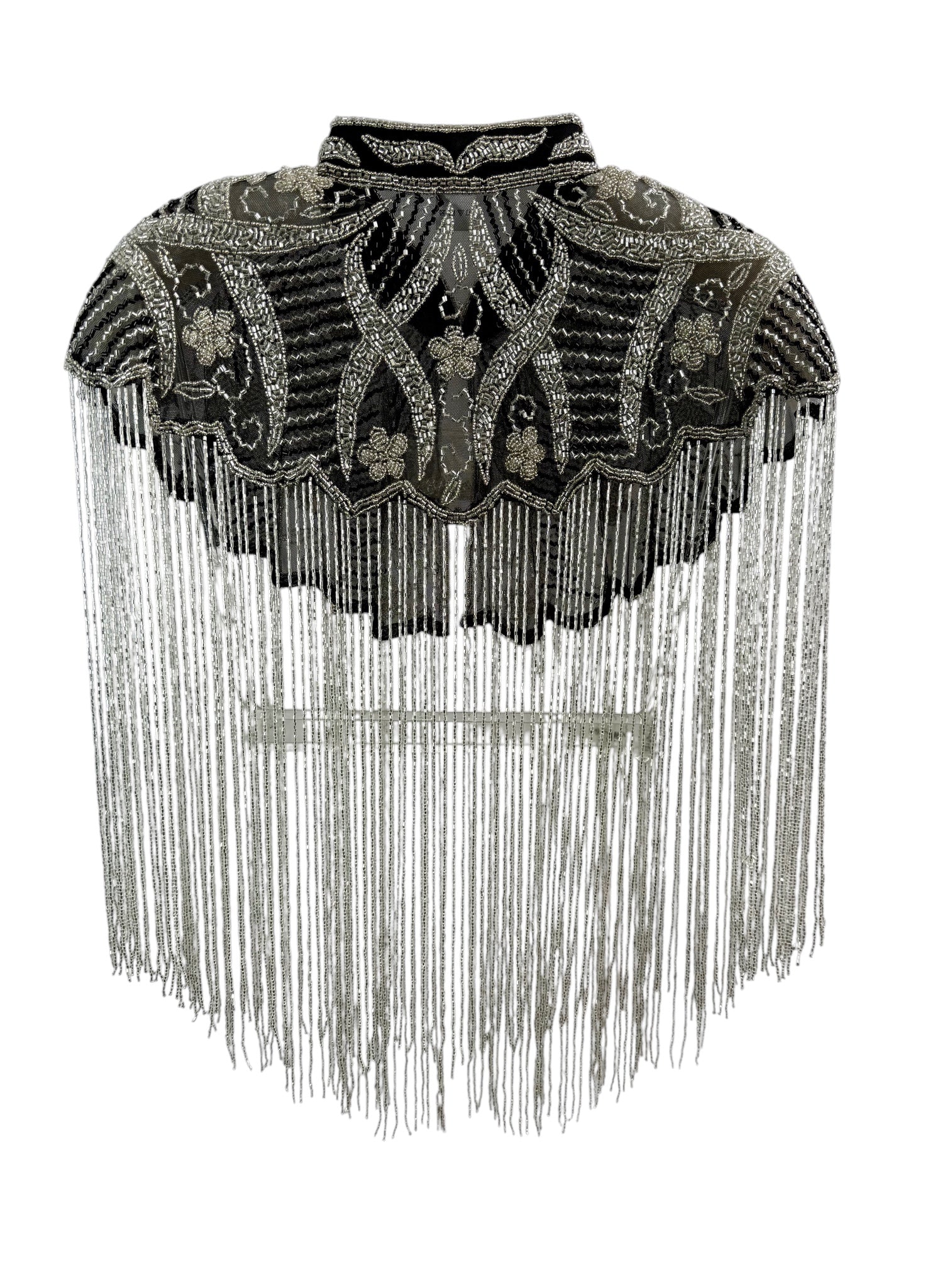 Silver Beaded Fringe Capelet