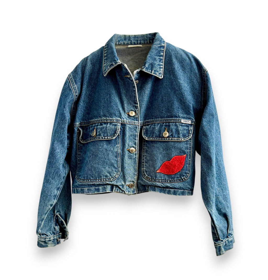 Vintage Cropped Denim Jacket with Embroidery