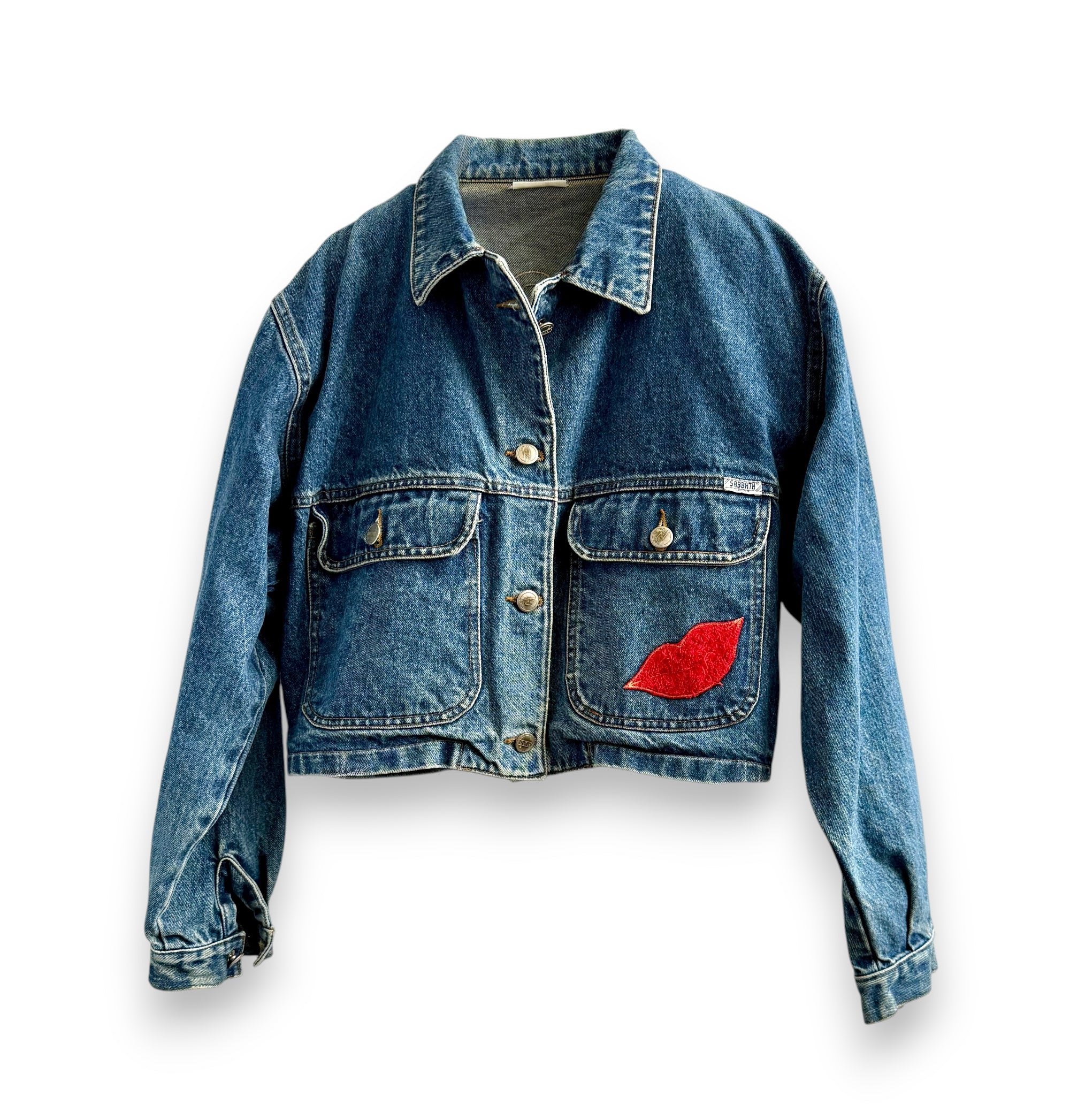 Vintage Cropped Denim Jacket with Embroidery