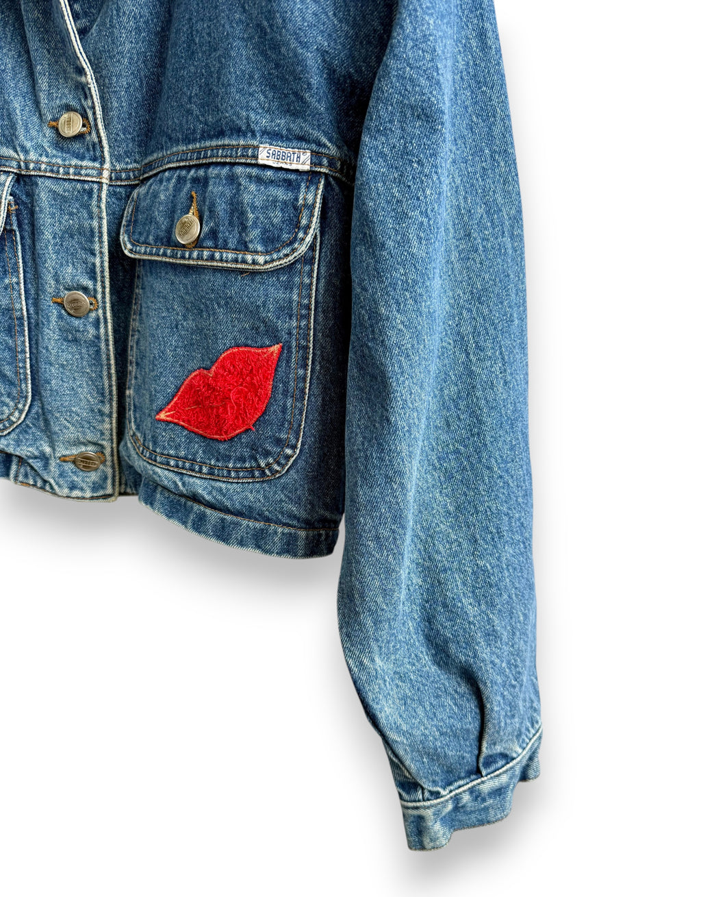 Vintage Cropped Denim Jacket with Embroidery