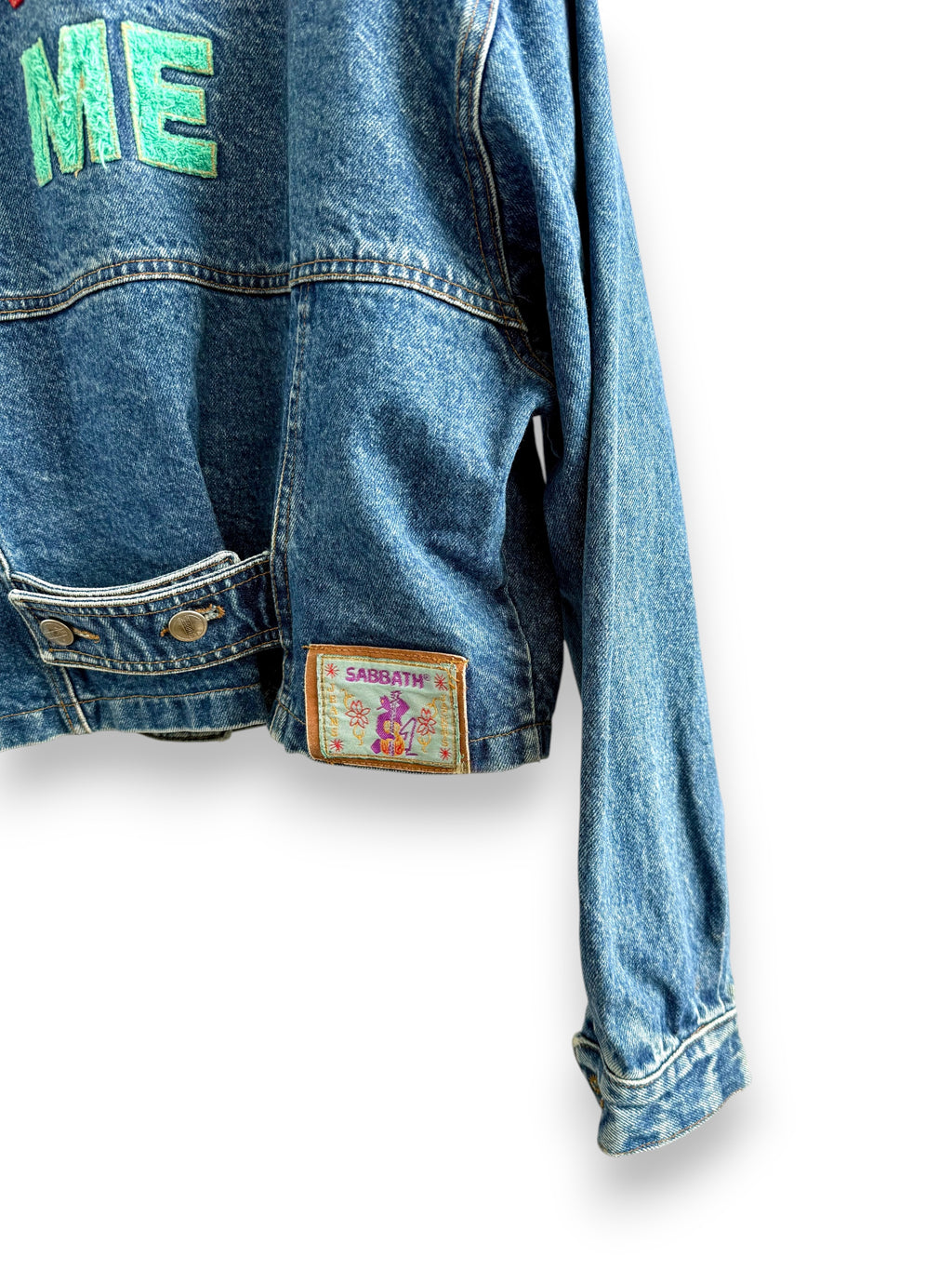 Vintage Cropped Denim Jacket with Embroidery