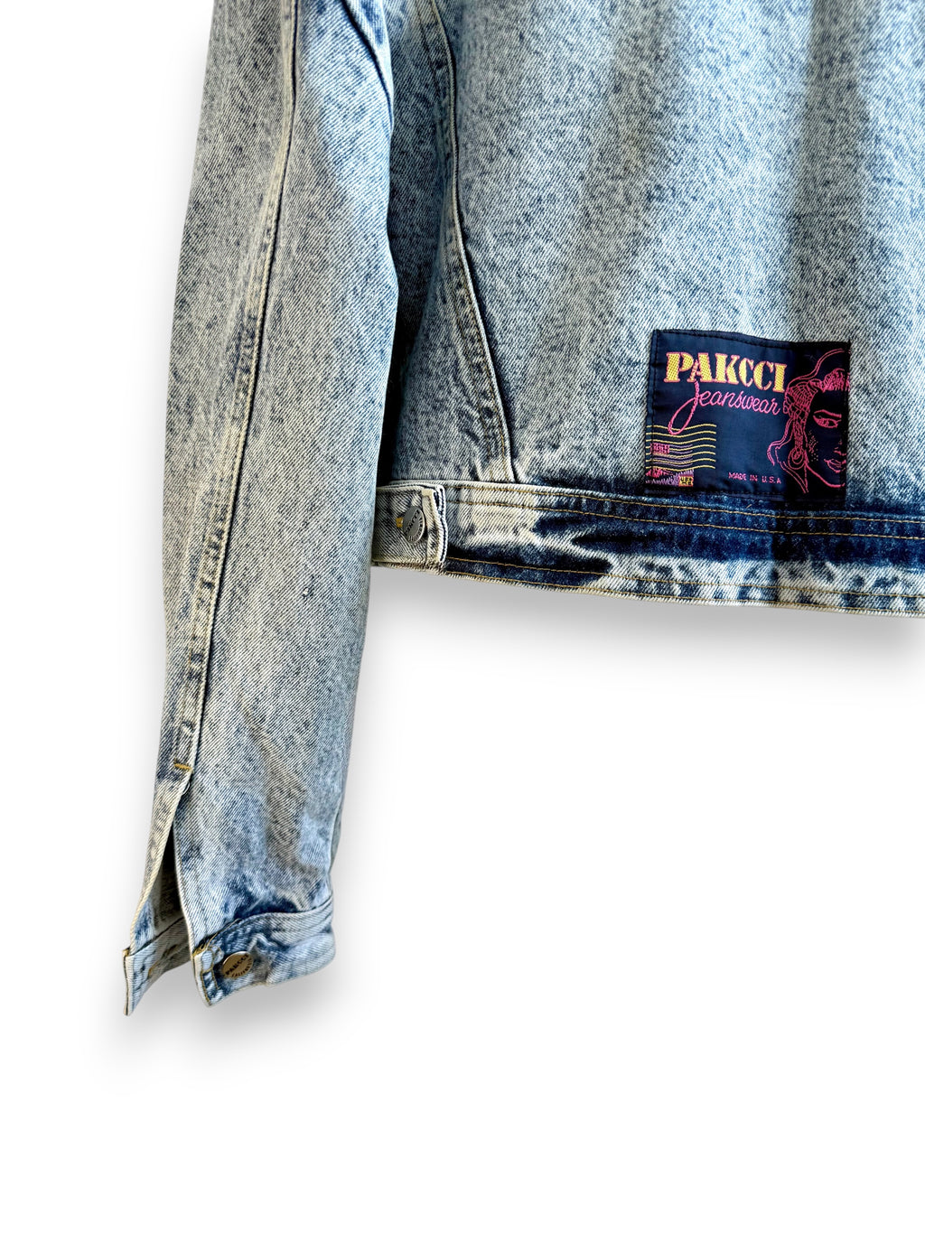 Vintage Acid Wash Cropped Denim Jacket with Patches
