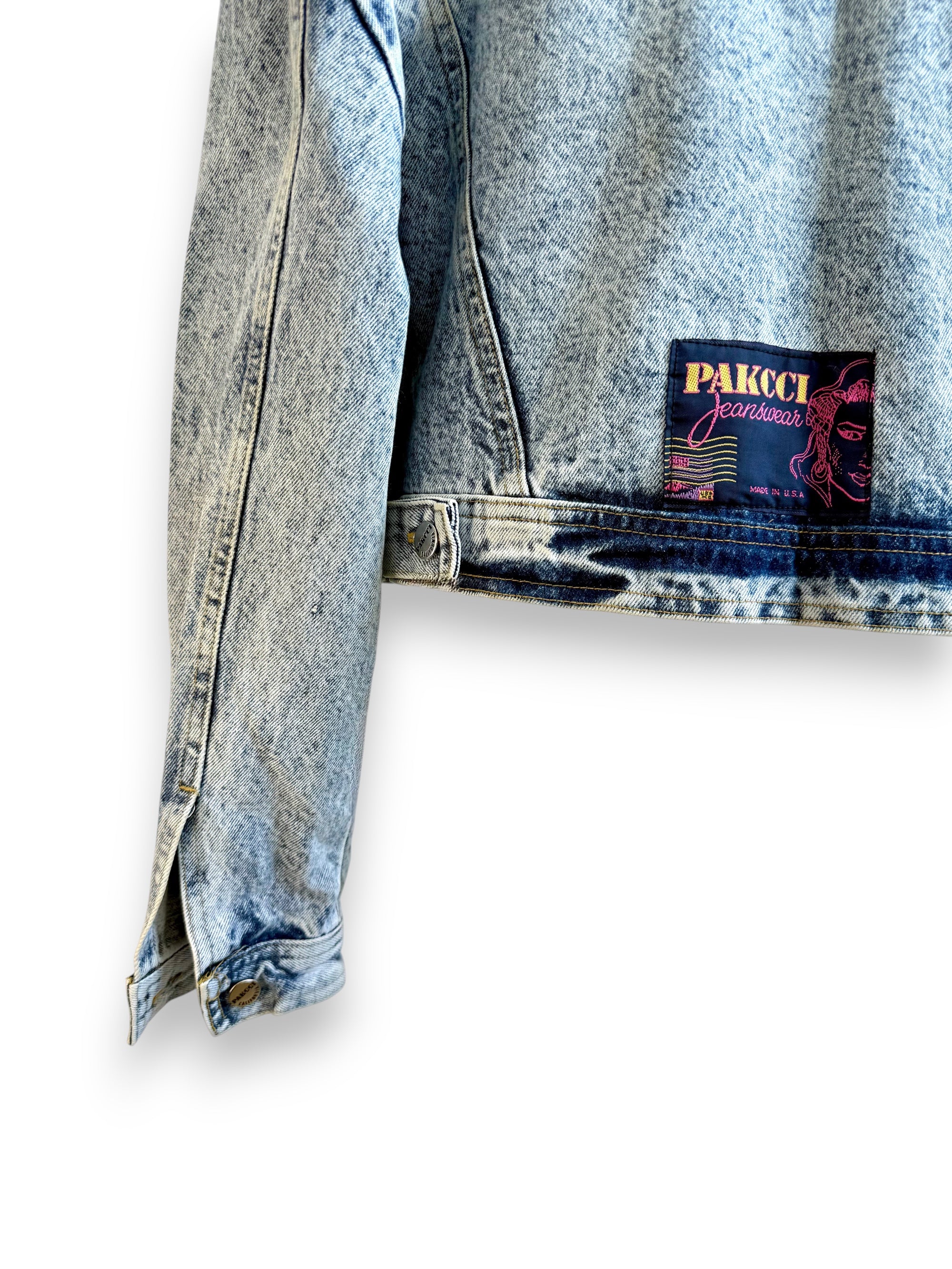 Vintage Acid Wash Cropped Denim Jacket with Patches