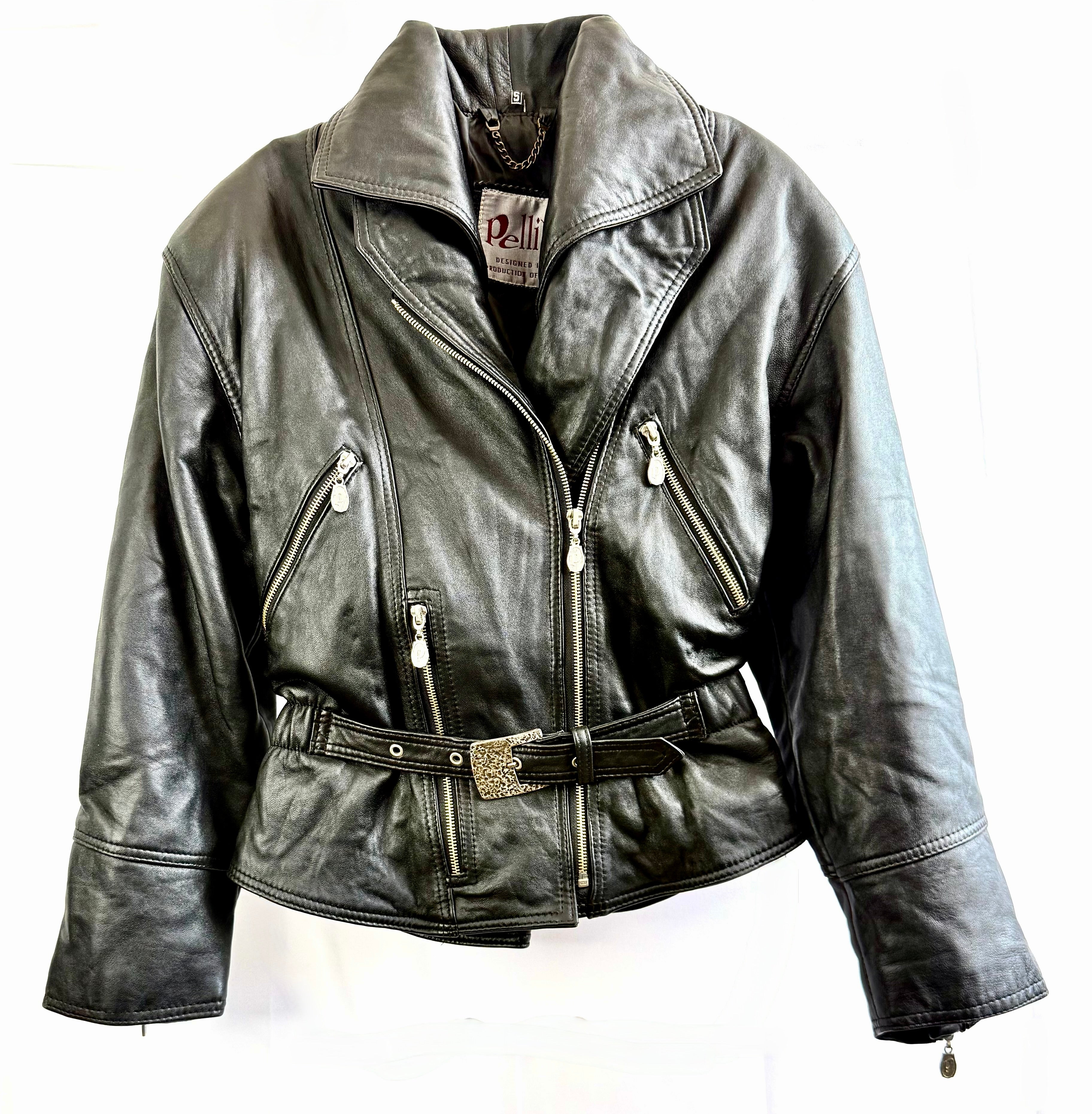 Vintage Belted Leather Biker Jacket