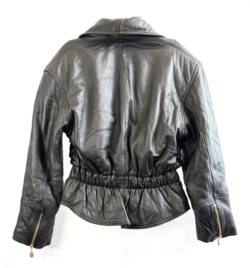 Vintage Belted Leather Biker Jacket